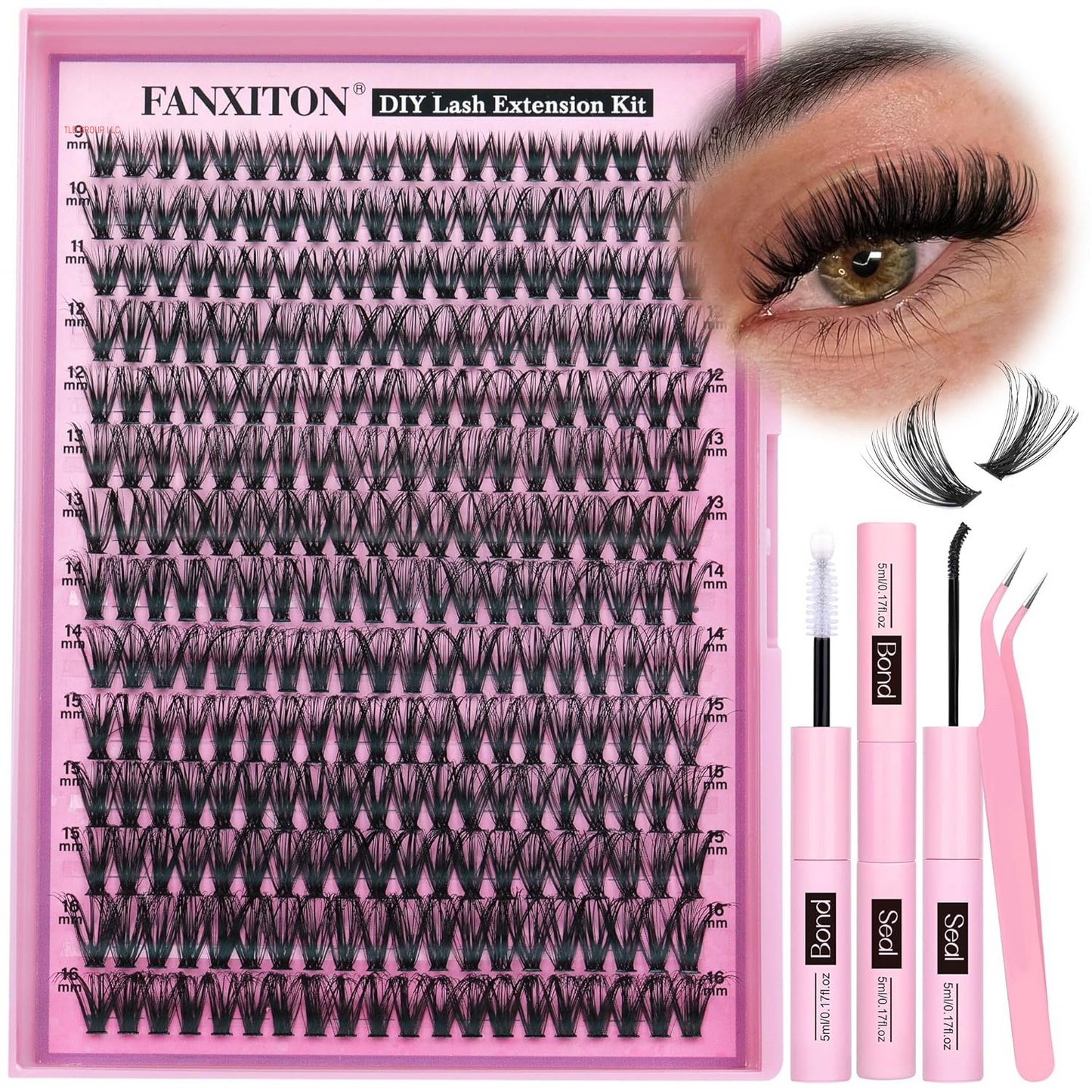 DIY Lash Extension Kit 40D+50D Volume Lash Clusters Kit with Lash Bond and Seal 280 Pcs Thick Individual Lashes 9-16 Mm D Mink Lashes Cluster, Lash Cluster Remover and Tweezers by