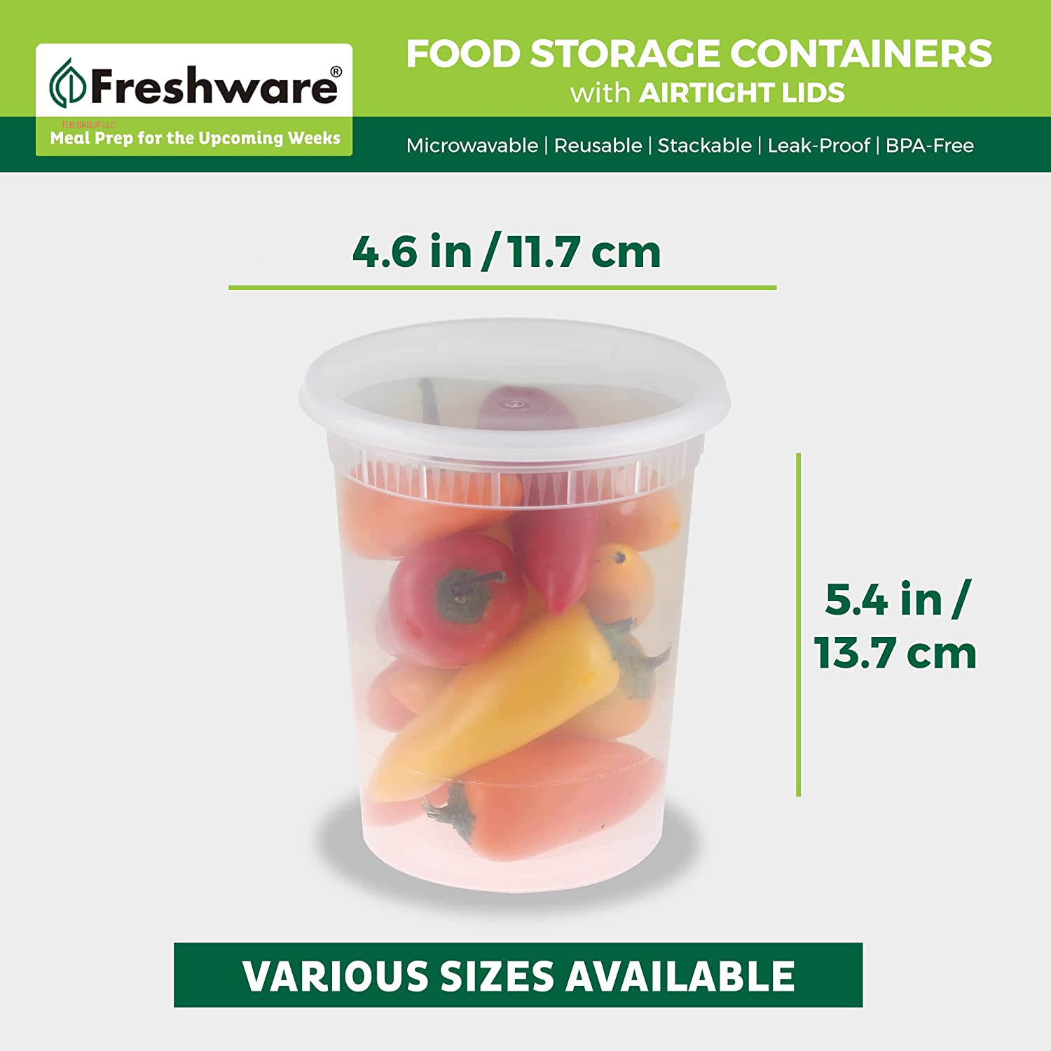 Food Storage Containers [24 Set] 32 Oz Plastic Deli Containers with Lids, Slime, Soup, Meal Prep Containers | BPA Free | Stackable | Leakproof | Microwave/Dishwasher/Freezer Safe