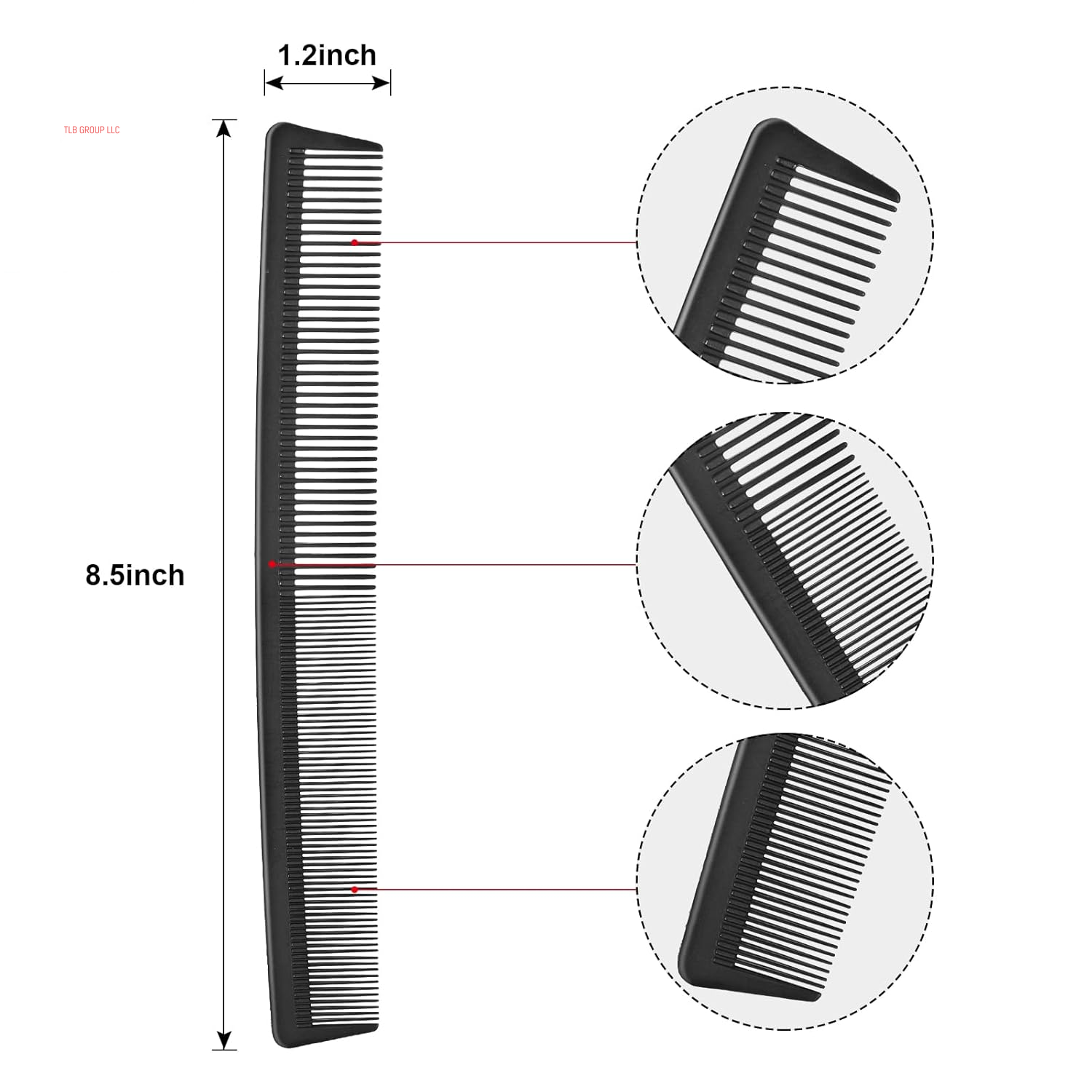 3 Pack Fine Tooth Hair Comb, Black Carbon Barber Fiber Cutting Comb, Heat Resistant Hair Tool for Salon Hairdressing Styling (Style G)
