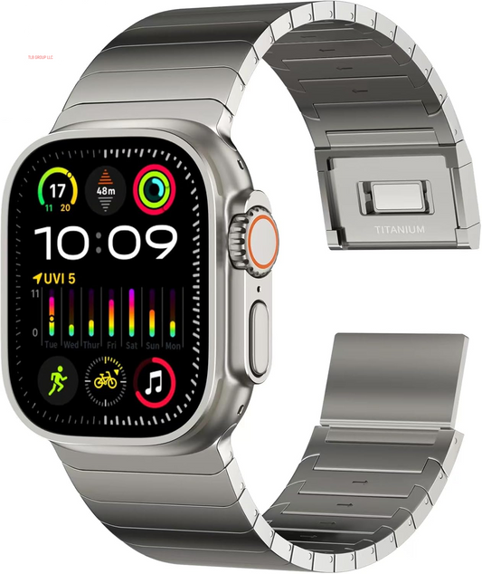 Full Titanium Band Compatible with Apple Watch Ultra 49Mm / Ultra 2 49Mm / Series 10 46Mm, 26Mm Wide Adjustable Links with Titanium Magnetic Clasp Connectors and DLC Coating