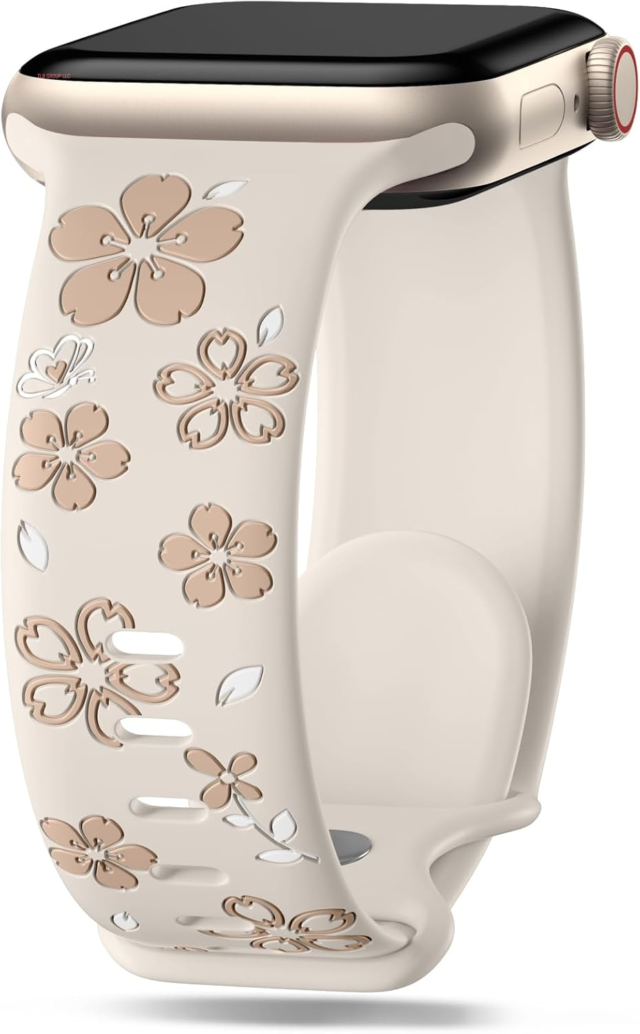 Floral Engraved Band Compatible for Apple Watch Bands for Women 40Mm 41Mm 38Mm 42Mm 44Mm 45Mm 46Mm 49Mm, Cute Flower Silicone Inlay Dressy Strap for Iwatch Series 10 9 8 7 6 5 4 3 2 SE Ultra