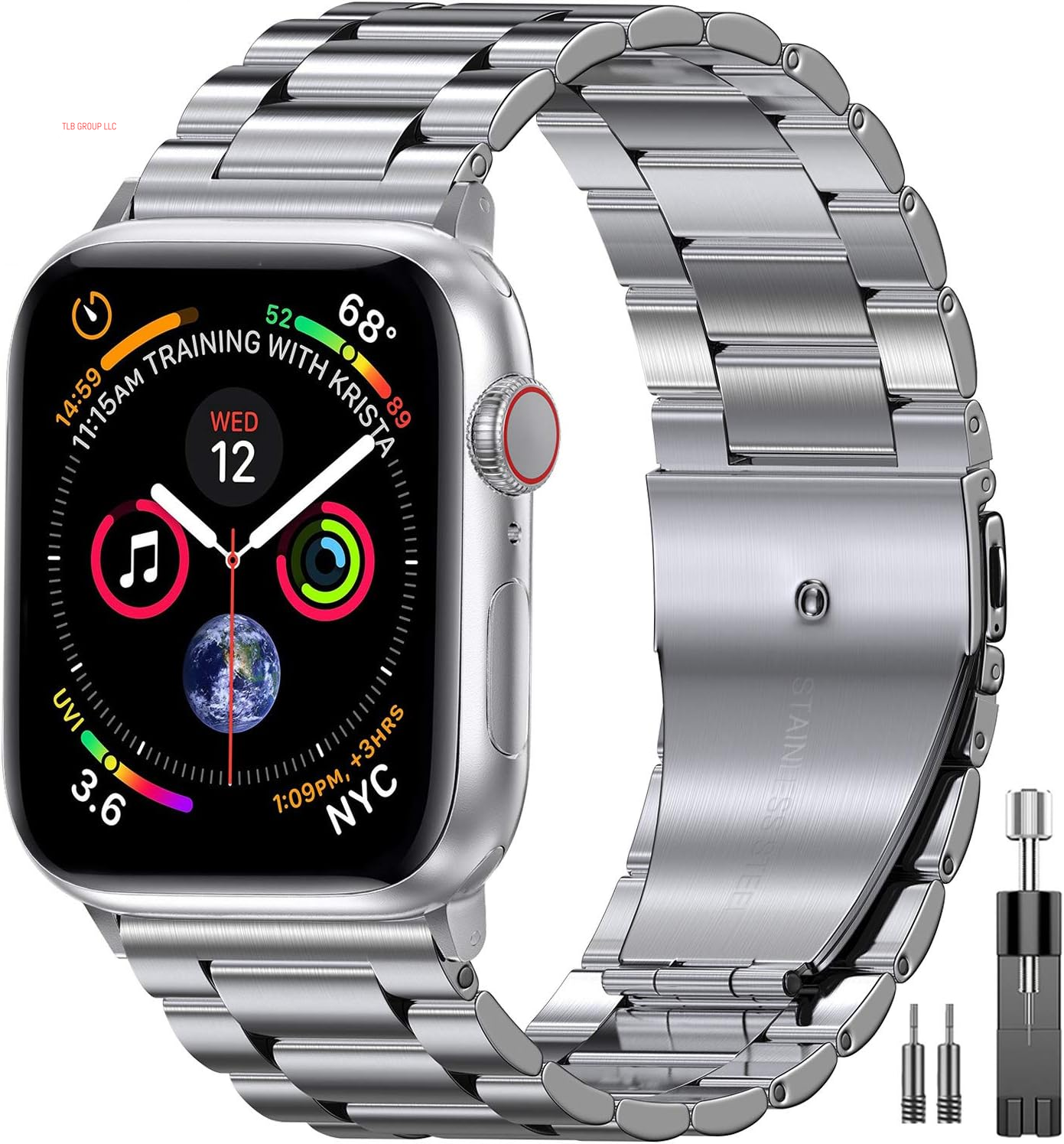 Metal Band Compatible with Apple Watch Band 49Mm 46Mm 45Mm 44Mm 42Mm 41Mm 40Mm 38Mm Men & Women, Business Stainless Steel Strap for Iwatch Bands Ultra 2, SE, Ultra Series 9 8 7 6 5 4 3 2 1