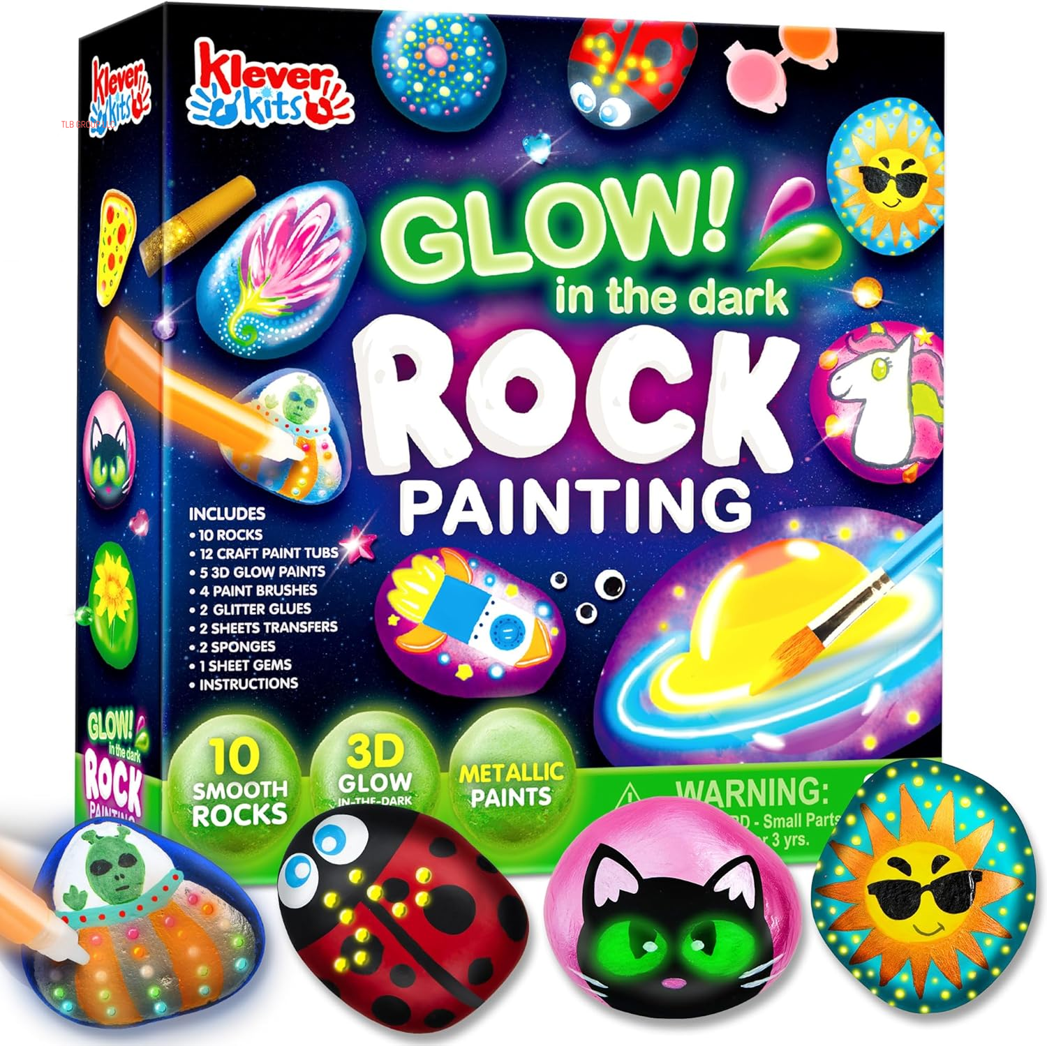 Rock Painting Kit- Glow in the Dark Rock Kit, Arts and Crafts for Kids Ages 6-12, Art Supplies Toy, Kids Craft Paint Kits, Arts & Crafts for Boys Girls Birthday Party Gift Toy