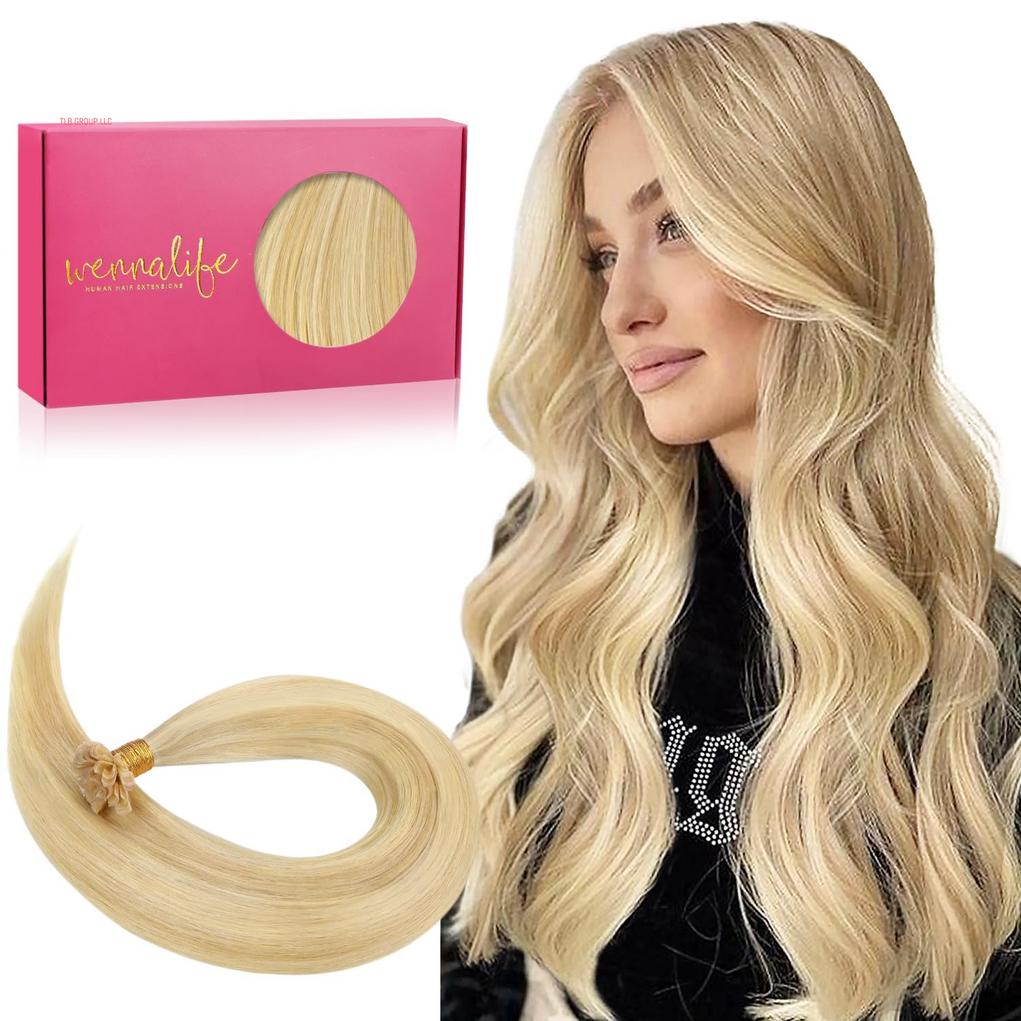 Sew in Hair Extensions Real Human Hair, 14 Inch 80G Light Blonde Highlighted Golden Blonde Machine Weft Hair Extensions Human Hair Hand Tied Weft Hair Extensions Sew In