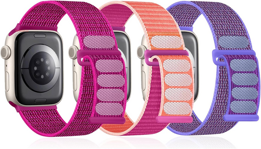 3 Pack Sport Nylon Loop Band Compatible with Apple Watch Band 38Mm 40Mm 41Mm 42Mm 44Mm 45Mm 49Mm 46Mm Women Men, Adjustable Breathable Replacement Strap for Iwatch Series 10/9/8/7/6/5/4/3/2/1/Se/Ultra