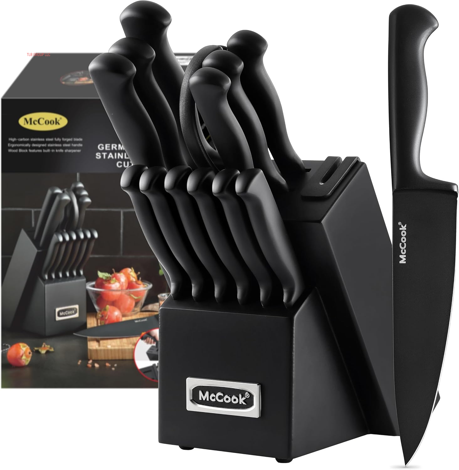 ® Knife Sets,German Stainless Steel Knife Block Sets with Built-In Sharpener