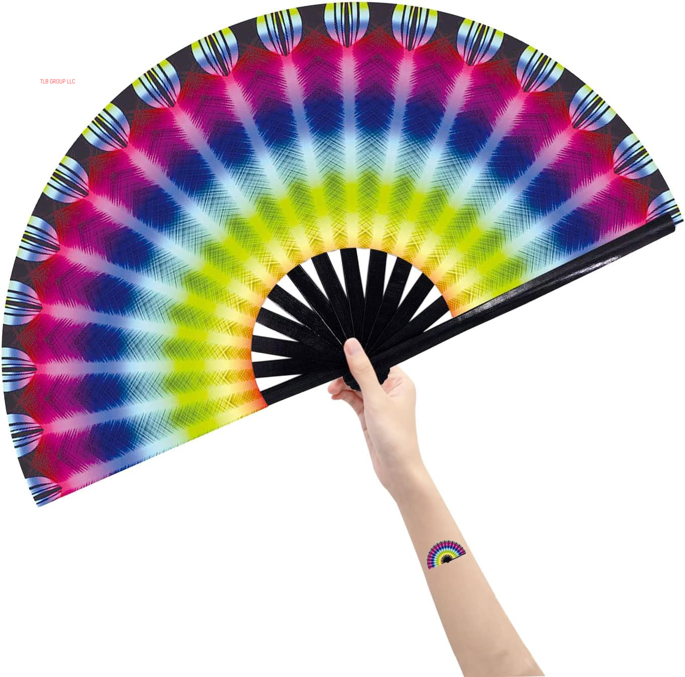 Large Folding Hand Rave Fan Popping Fan for Line Dancing Clacking Fans for Boots on the Ground Dance,Party,Decoration,Festival (DJ Lighting)