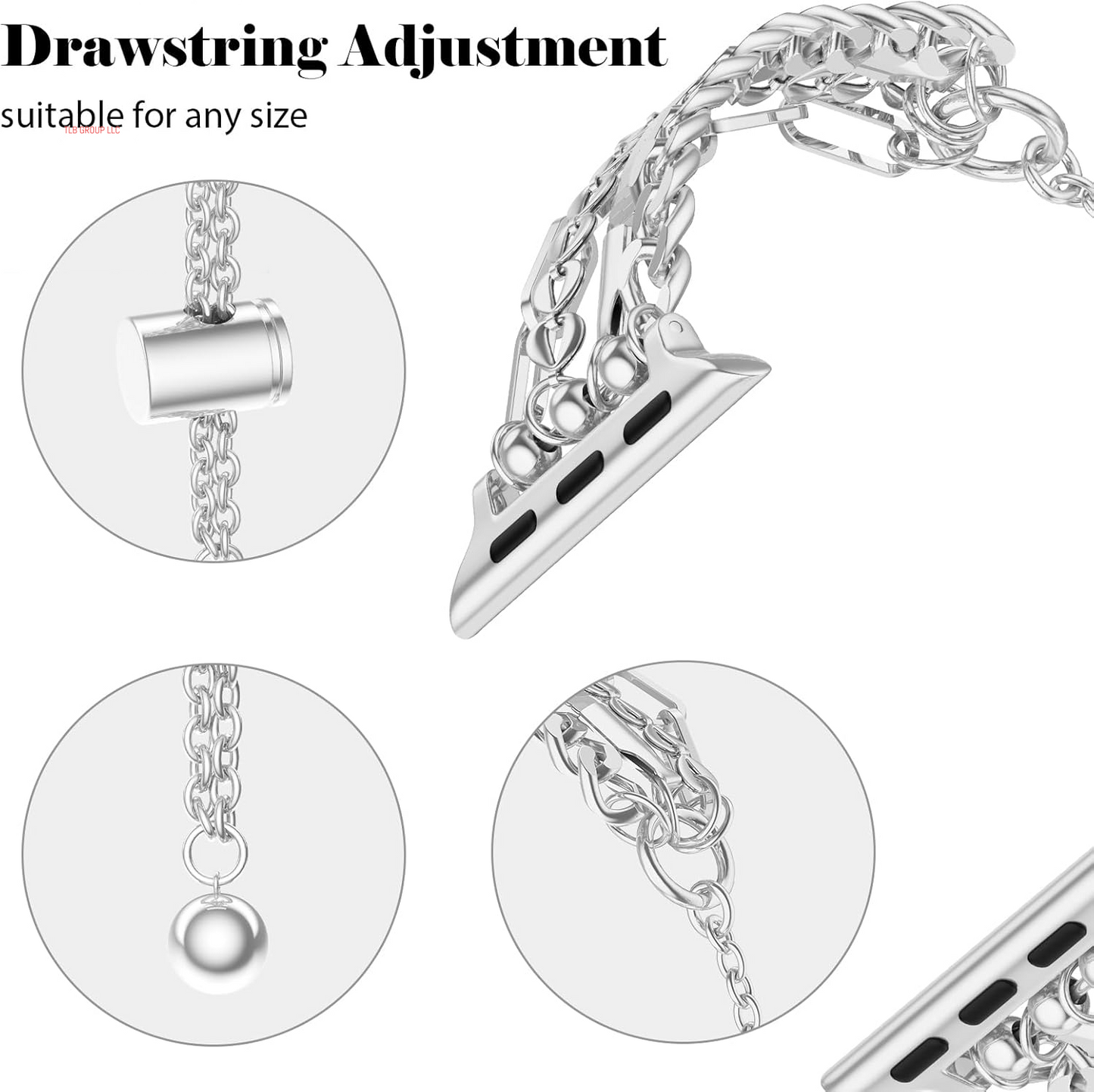 Bracelet Chain Compatible for Apple Watch Bands, Fashion Slim Jewelry Dressy Iwatch Band Women 38Mm 40Mm 41Mm 42Mm 44Mm 45Mm 46Mm 49Mm Series 10 9 8 7 SE 6 5 4 3 Series 2 1