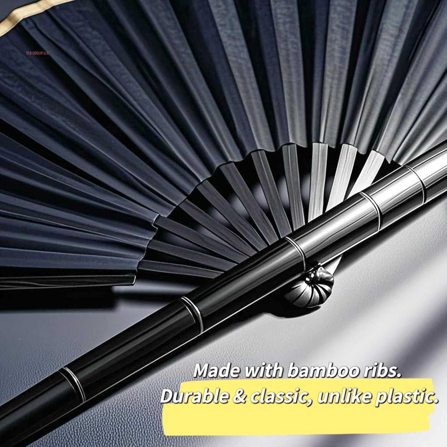 Upgraded Hand Fan for Women Foldable, Line Dance Popping Fan,13 in Large Hand Clack Fans for Dance,Boots on the Ground Fan (Simple Style, Silk Black)