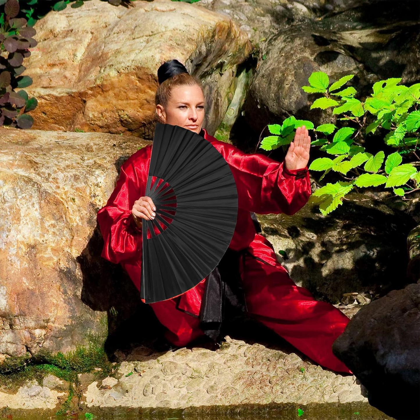 Large Folding Hand Fan Foldable Chinese Fans Handheld Decorative Folding Fans for Women Men Line Dance Popping Fan for Chinese Tai Chi Kung Fu, Performance, Wedding, Party, Gift