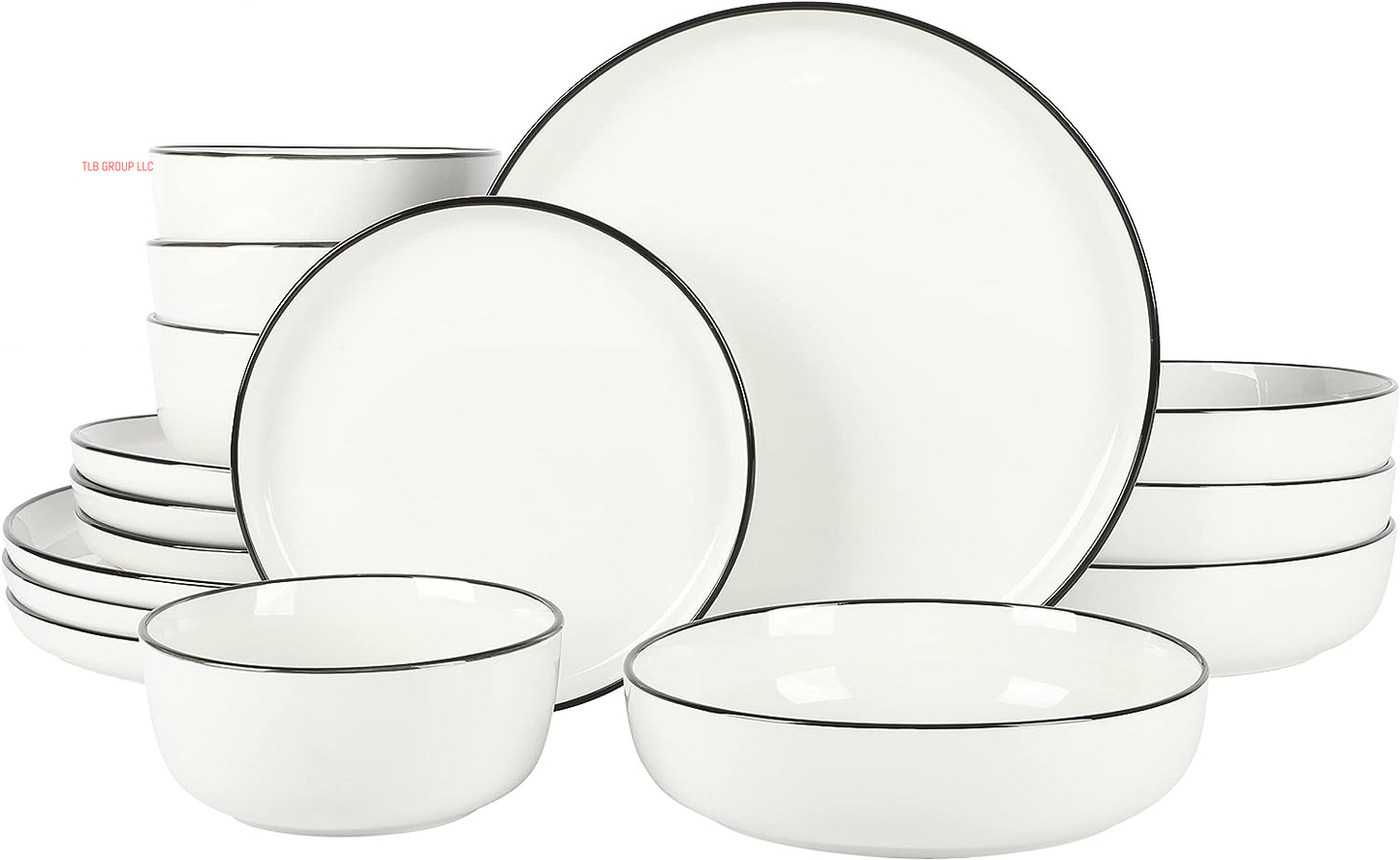 Oslo Porcelain Chip and Scratch Resistant Dinnerware Set, Service for 4 (16Pcs), Plates and Bowls Dishes Sets, White
