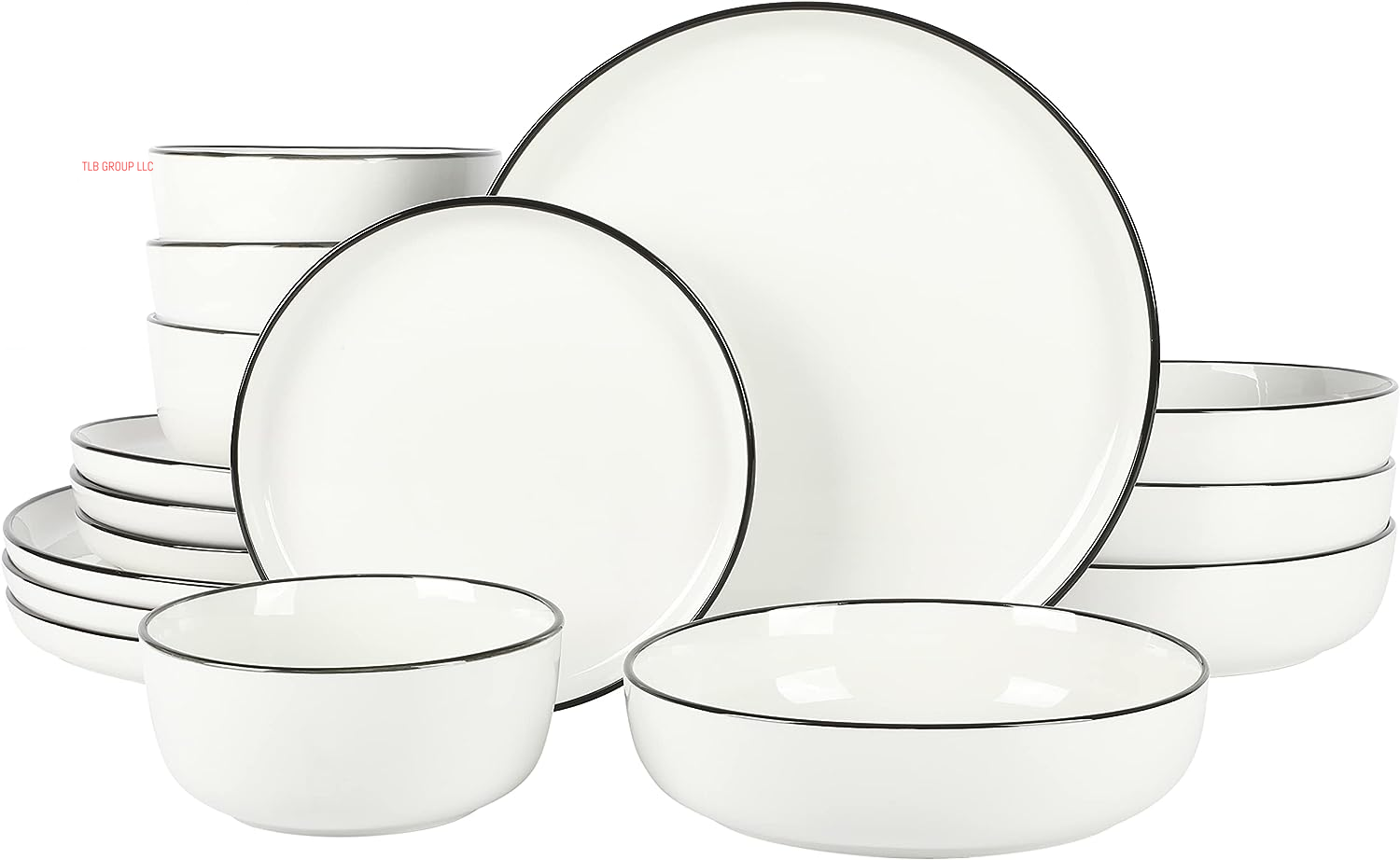 Oslo Porcelain Chip and Scratch Resistant Dinnerware Set, Service for 4 (16Pcs), Plates and Bowls Dishes Sets, White