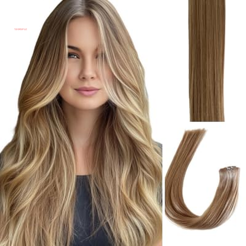 Remy Cuticle Intact Double Drawn Real Human Hair Straight Hair Seamless Invisible Clip in Hair Extentions #2 Dark Chocolate Brown 110G 20 Inch 8 Pcs