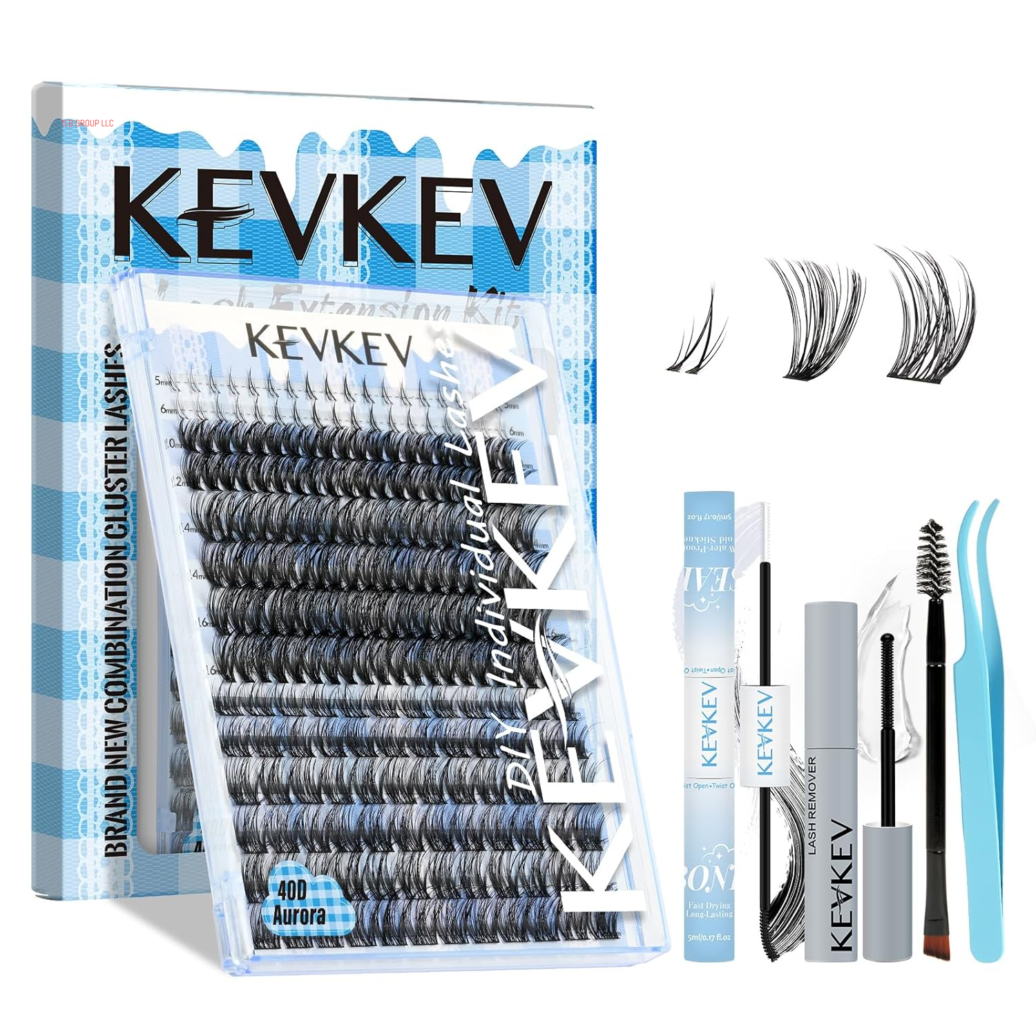 Lash Clusters Kit Lash Extension Kit D Curl Eyelash Extension Kit 280 Pcs Eyelash Clusters Kit Cluster Eyelash Extensions Individual Lashes Kit with Lash Bond and Seal Eyelash Tweezers