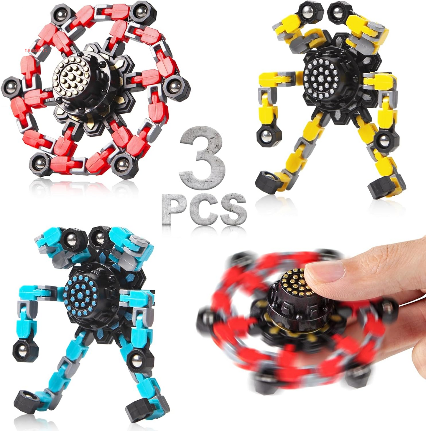 Transformable Fidget Spinners 4 Pcs for Kids and Adults Stress Relief Sensory Toys for Boys and Girls Fingertip Gyros for Party Favors Stocking Stuffers Bulk for Kids