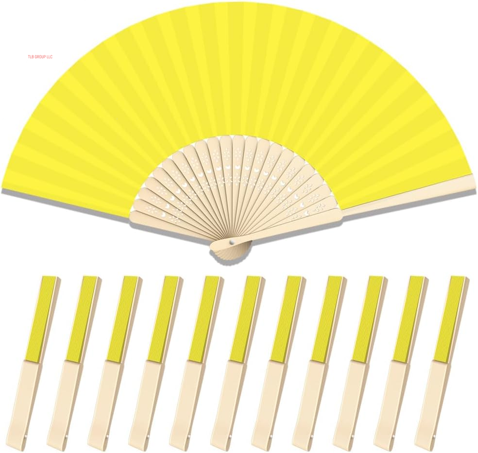 12 Pcs Decorative Hand Fan Foldable, 8.3 Inch Folding Fan Line Dancing Popping Paper Fans Chinese Fan with Thick Bamboo Frame for Wedding, Dancing, Party DIY Decoration (3 Shades of Blue)