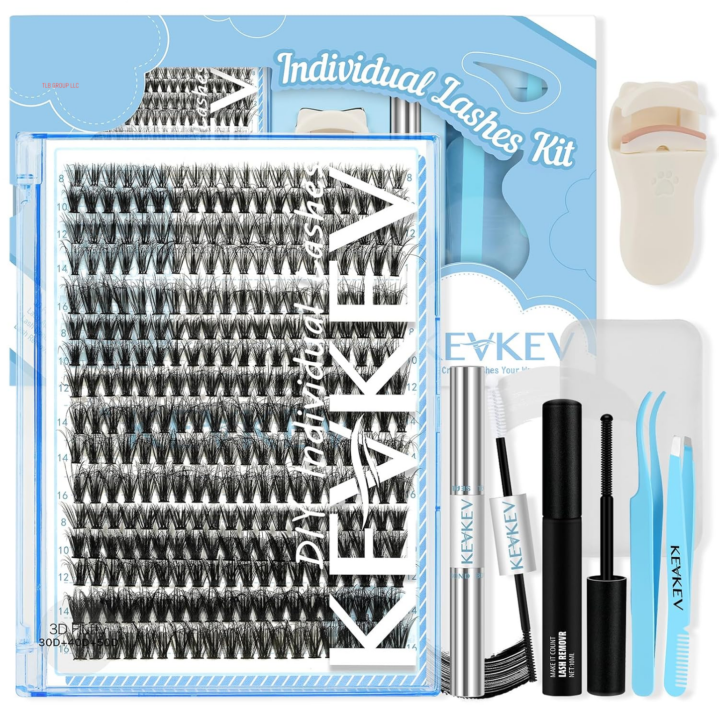 Lash Clusters Kit Lash Extension Kit D Curl Eyelash Extension Kit 280 Pcs Eyelash Clusters Kit Cluster Eyelash Extensions Individual Lashes Kit with Lash Bond and Seal Eyelash Tweezers
