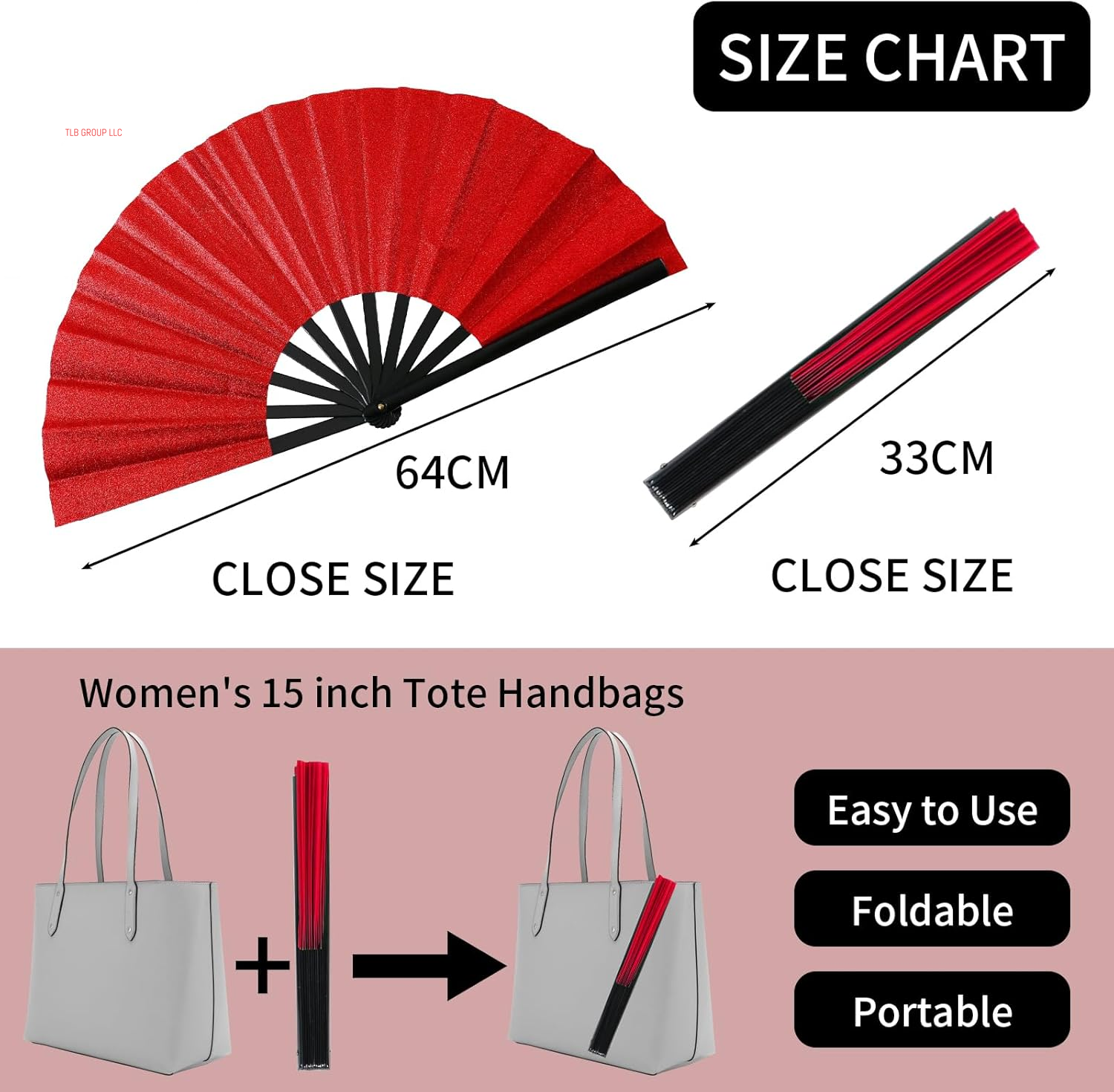 Large Glitter Rave Fans,Folding Fan Hand Fan Popping Fan for Line Dancing,Clacking Fans Clap Fans Festival Fans for Boots on the Ground Dance,Club,Party,Outdoor,Decoration (Red Glitter, 1Pack)