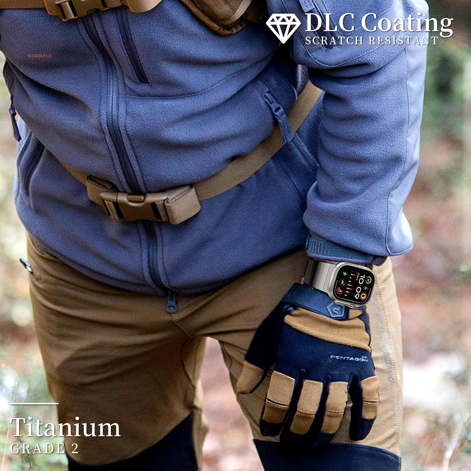 Full Titanium Band Compatible with Apple Watch Ultra 49Mm / Ultra 2 49Mm / Series 10 46Mm, 26Mm Wide Adjustable Links with Titanium Magnetic Clasp Connectors and DLC Coating