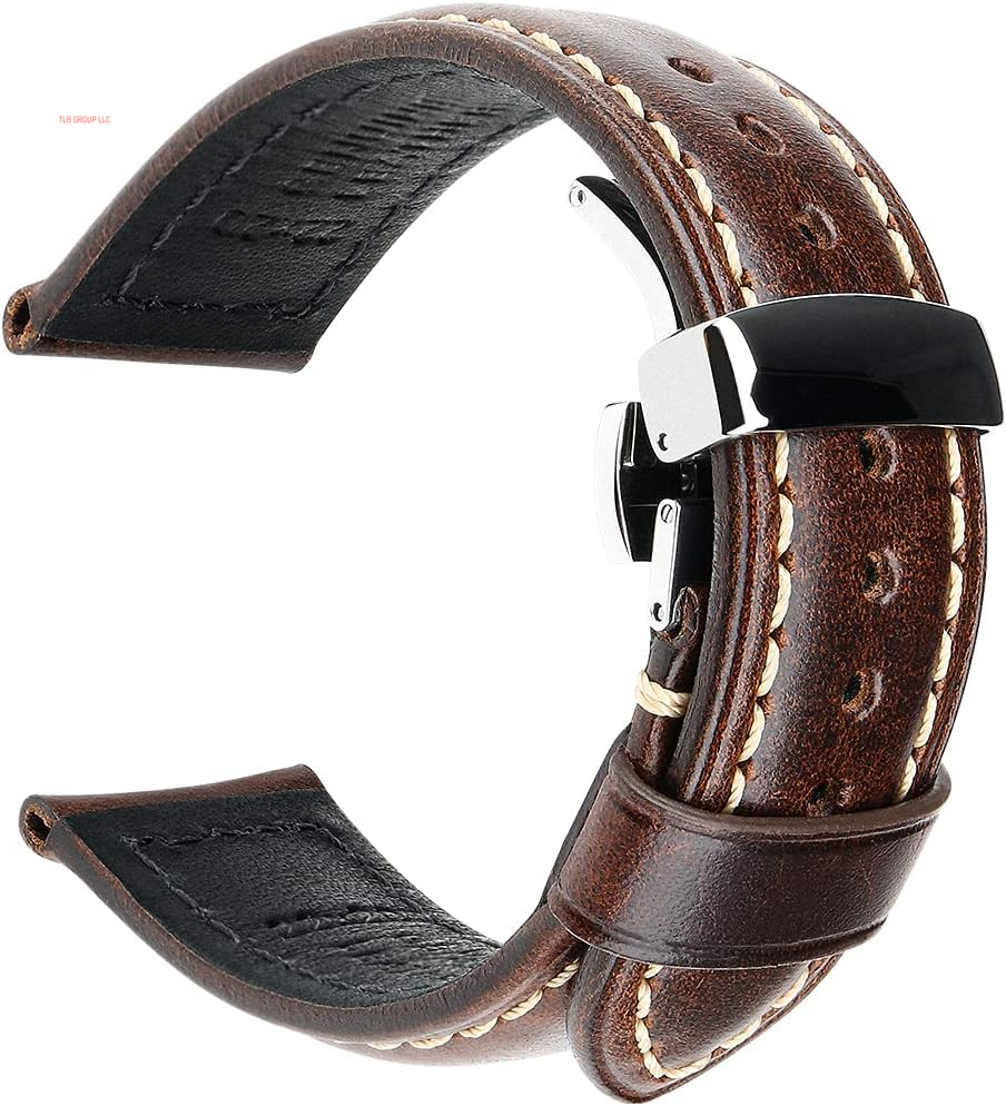 Watch Band, Vintage Oil Wax Leather Watch Straps 18Mm 19Mm 20Mm 21Mm 22Mm 23Mm 24Mm 26Mm Watch Belt for Men Women