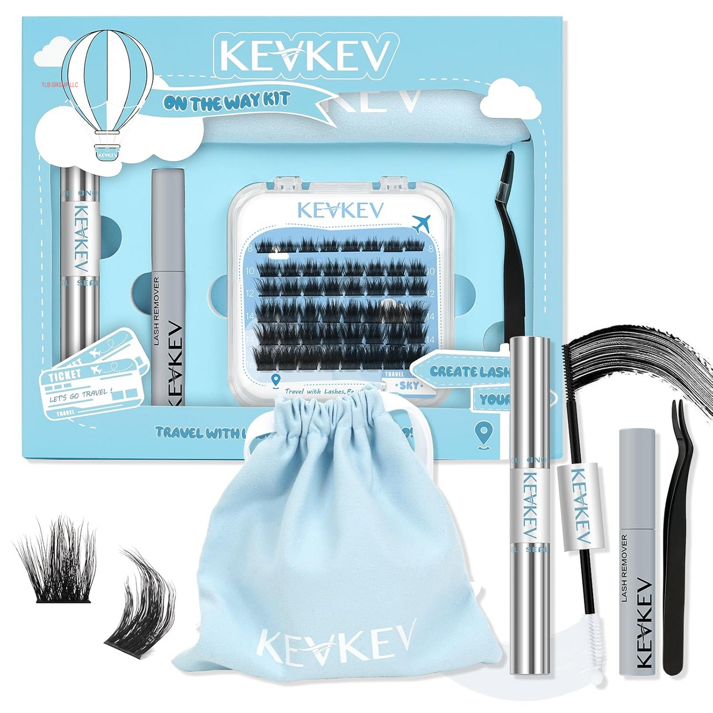 Lash Clusters Kit Lash Extension Kit D Curl Eyelash Extension Kit 280 Pcs Eyelash Clusters Kit Cluster Eyelash Extensions Individual Lashes Kit with Lash Bond and Seal Eyelash Tweezers