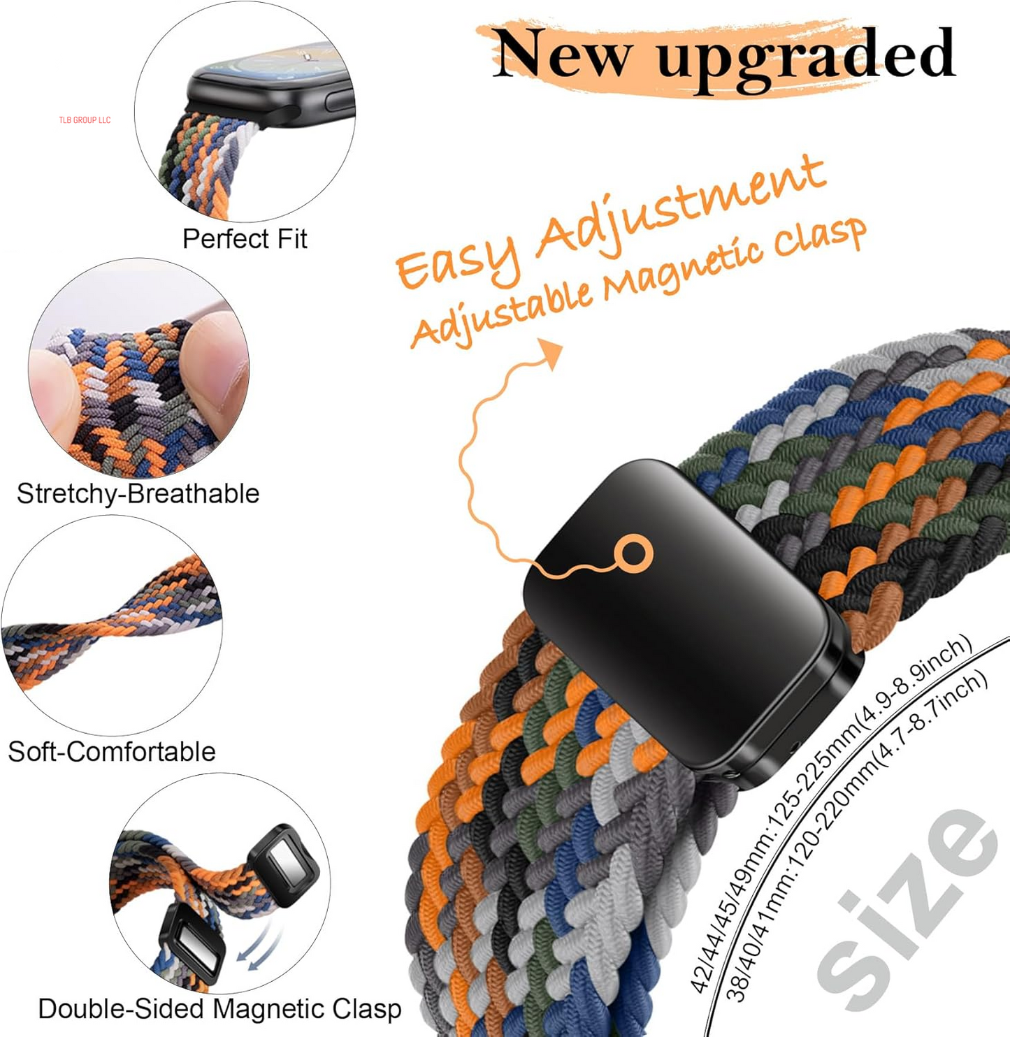 Magnetic Braided Stretchy Loop - Compatible with Apple Watch Band 42Mm 46Mm 40Mm 41Mm 44Mm 45Mm 38Mm Ultra/2 49Mm Women Men,Elastic Woven Fabric Nylon Strap for Iwatch Ultra Series 10 9 8 7 6 5 4 3 SE