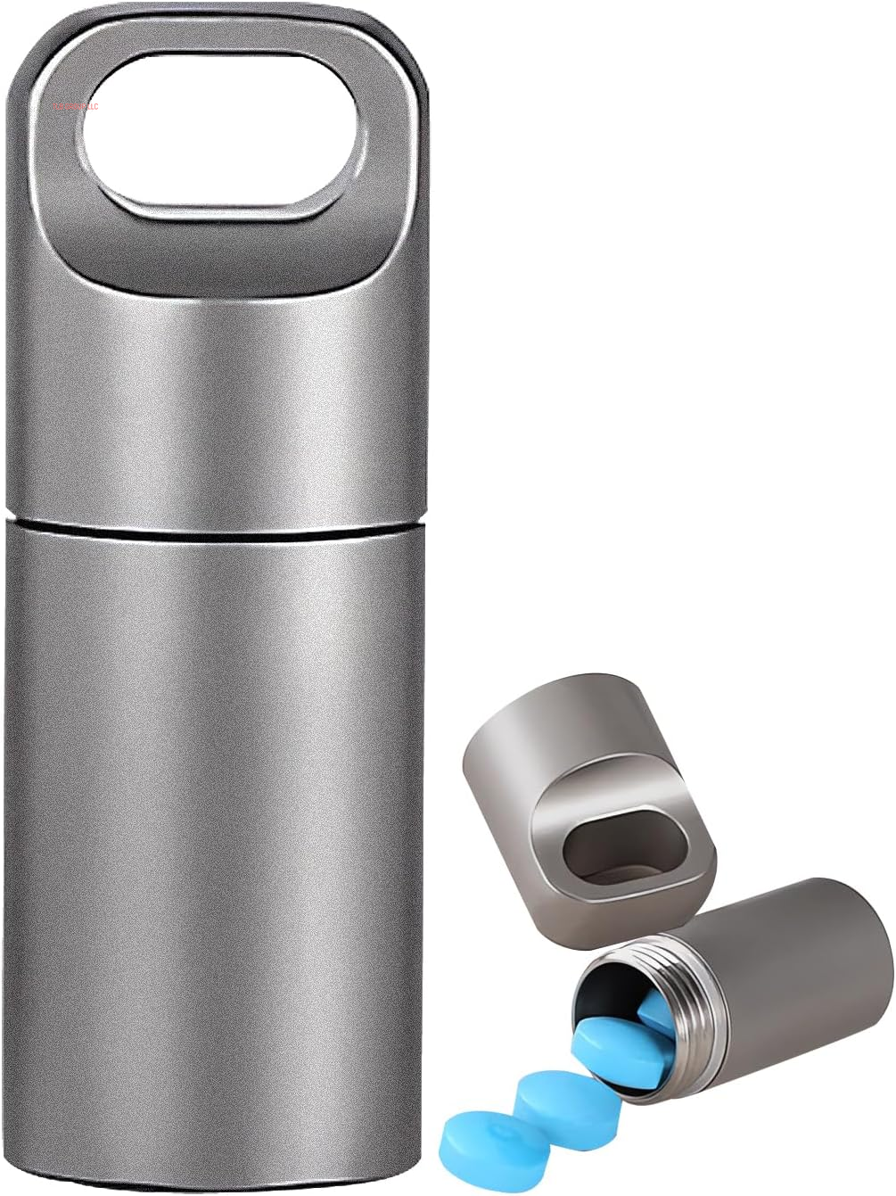 Small Keychain Pill Holder,304 Stainless Steel Portable Pill Case Organizer for Travel,Waterproof Pocket Pill Container Medicine Box for Purse Men (Medium Portable Pill Case)