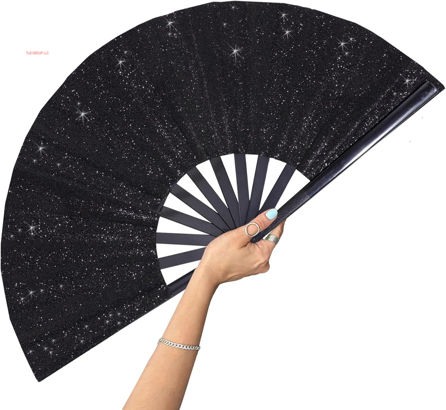 Large Folding Fan-Hand Fan Popping Fan for Line Dancing Clacking Fans for Boots on the Ground Dance, Party,Outdoor,Decoration (Red Glitter)