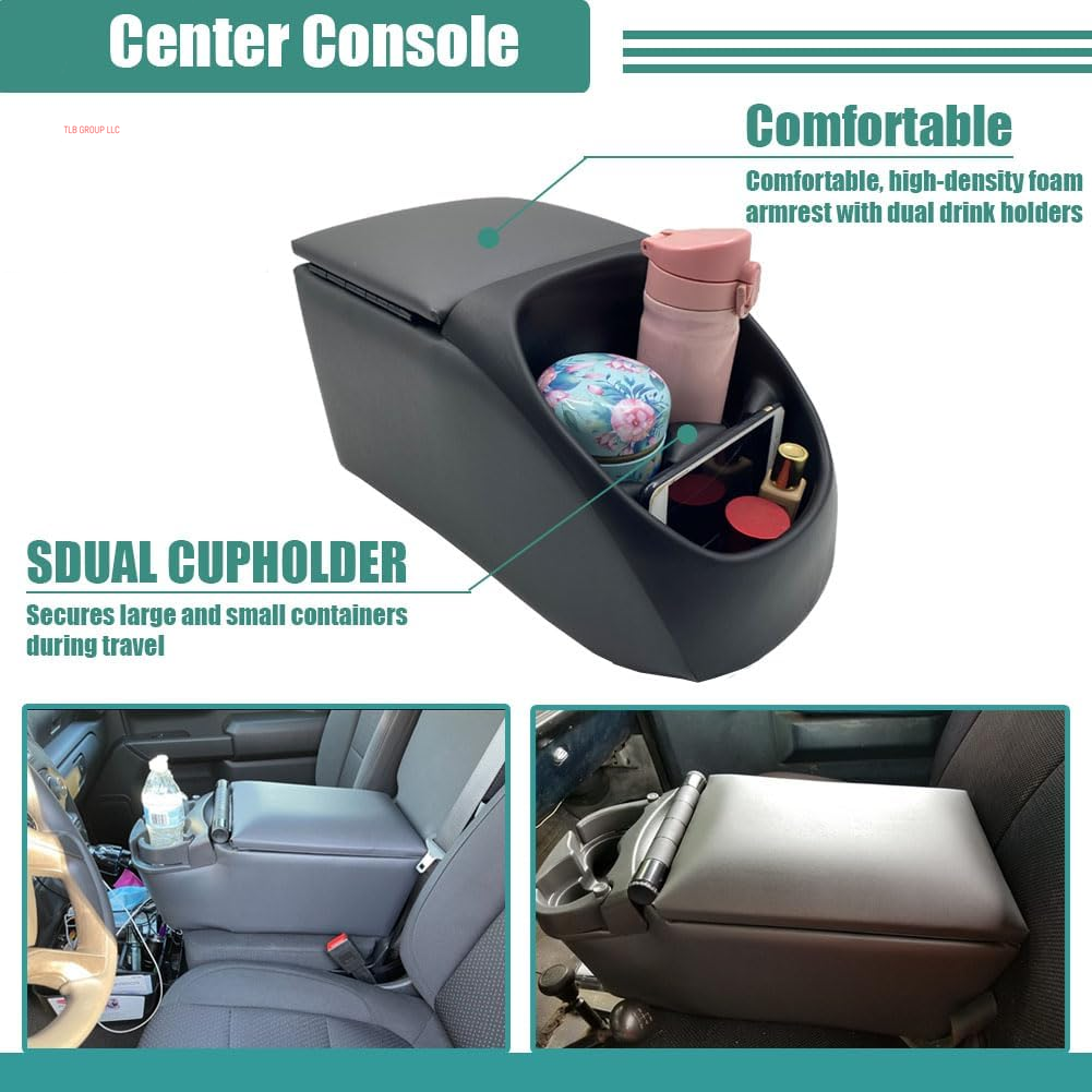 Universal Truck Seat/Bench Contractor Center Console Business Organizer and Storage with Cup Holders and Padded Top Lid for Armrest