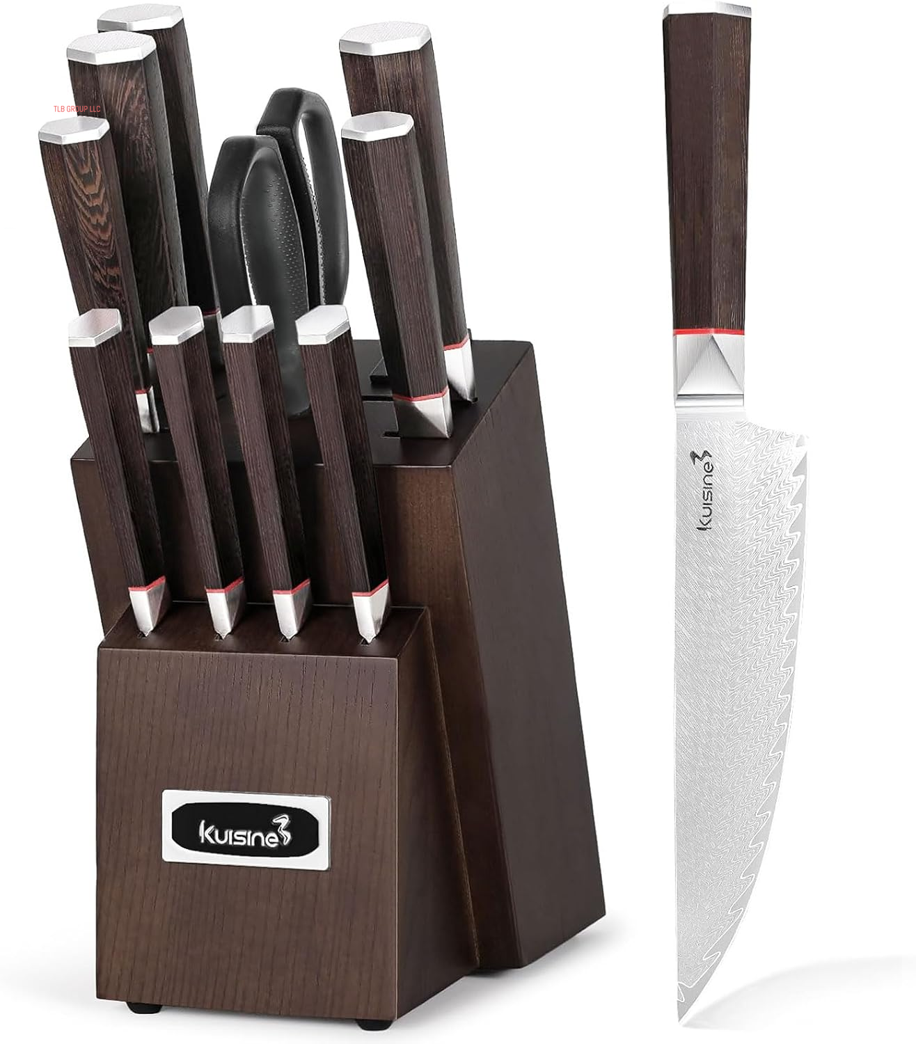 Chef Knife Set,High Carbon Stainless Steel Sharp Knife Set Ergonomic Handle,Kitchen Knife Block Set with Built-In Sharpener(Ivory Pro,15Pcs)