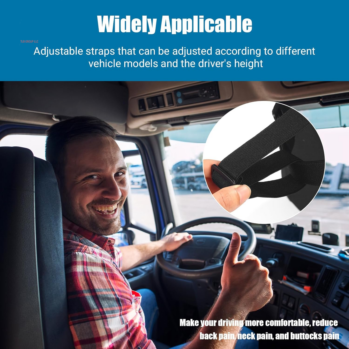 Set Truck Seat Cushion, Memory Foam Truck Seat Cushions for Truck Drivers, Semi Truck Truck Driver Seat Pad & Back and Neck Support Set, Semi Truck Driver Accessories (Black) TRUCK DRIVER