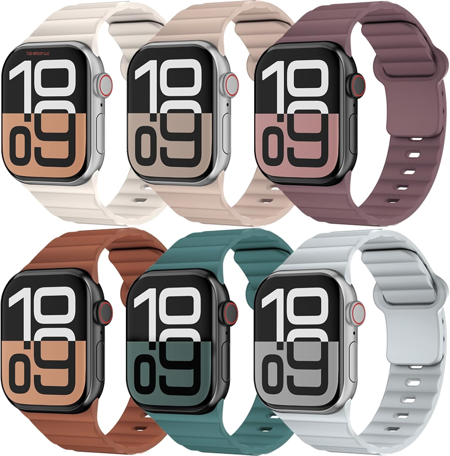 6 Pack Sport Bands for Apple Watch Ultra/2 Band 49Mm 46Mm 45Mm 44Mm 42Mm 41Mm 40Mm 38Mm Iwatch Bands for Men Women,Waterproof Soft Silicone Strap Wristband for Apple Watch Series 10 9 8 7 6 5 4 3 SE 2