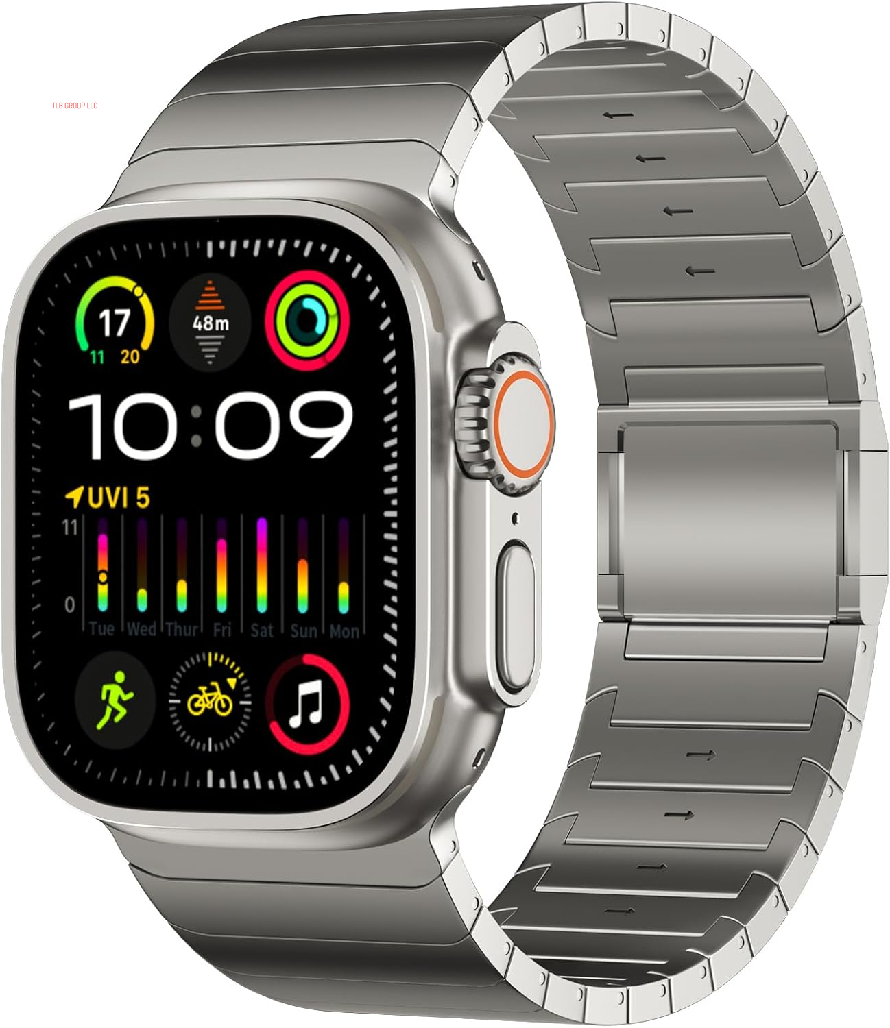 Full Titanium Band Compatible with Apple Watch Ultra 49Mm / Ultra 2 49Mm / Series 10 46Mm, 26Mm Wide Adjustable Links with Titanium Magnetic Clasp Connectors and DLC Coating
