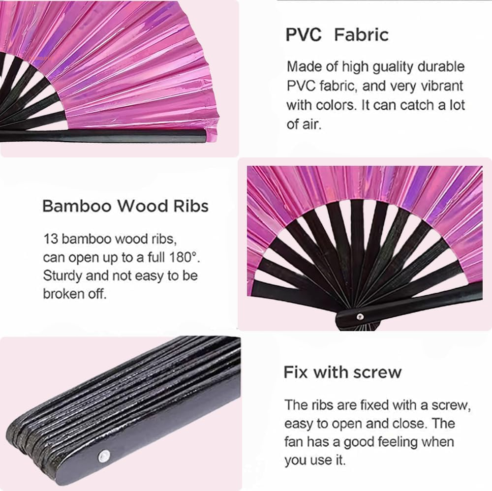 Boots on the Ground Fan, New Large Folding Hand Fan Line Dance Popping Fan, Handheld Clacking Fans for Line Dancing,Suitable for All Kinds of Dance Performances, Parties(Peach Pink/10.6In)