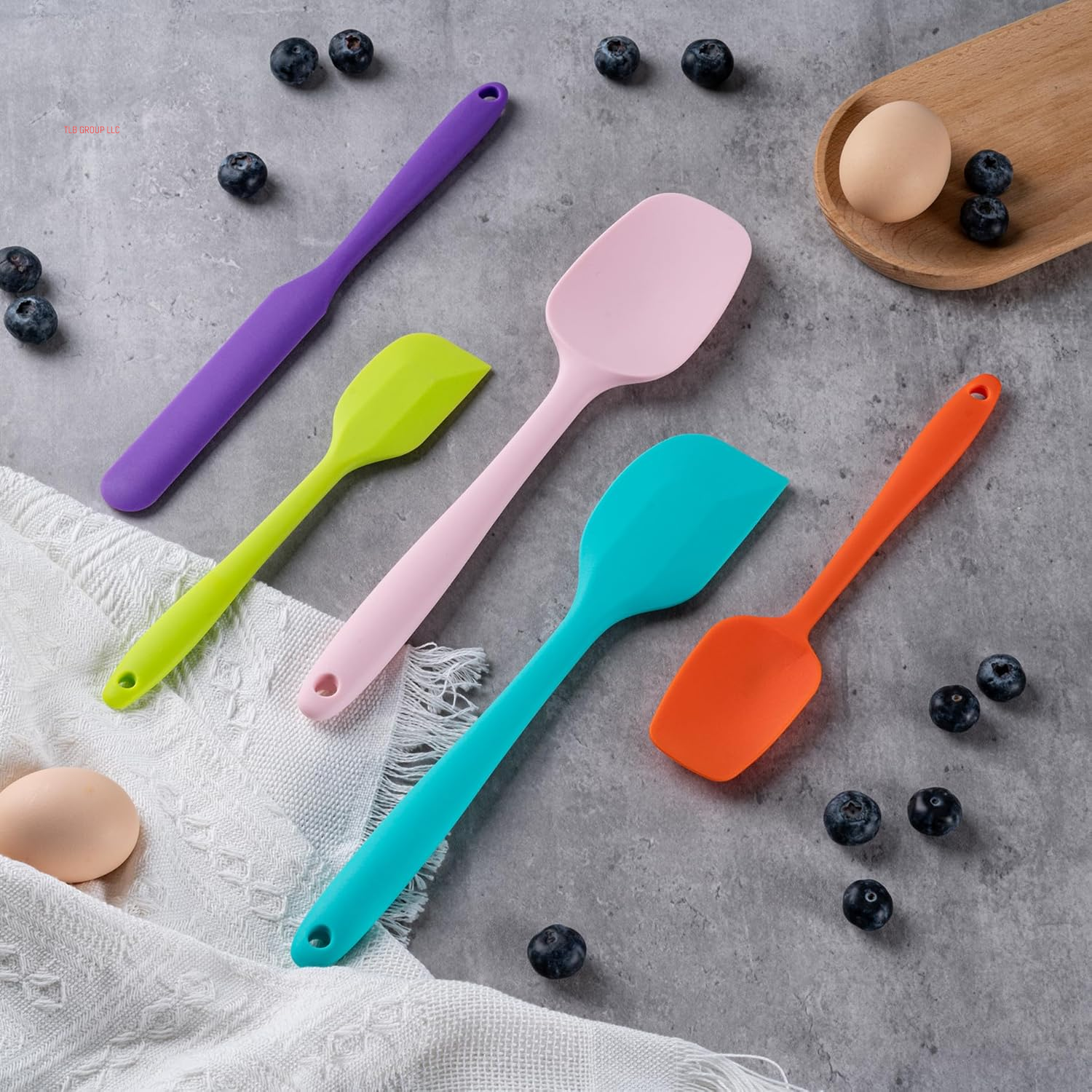 Silicone Spatula Set, 5 Piece Food Grade Rubber Spatulas for Baking, Cooking, and Mixing High Heat Resistant Non Stick Dishwasher Safe Bpa-Free (Multicolor)