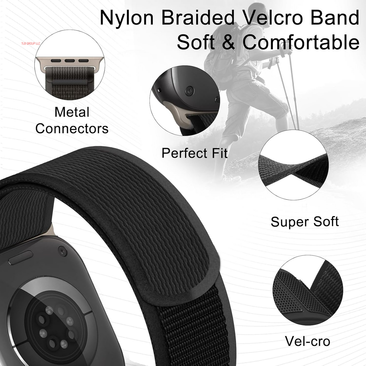 Trail Loop Nylon Band - Compatible with Apple Watch Ultra 2 Band/Ultra Band 49Mm 45Mm 44Mm Men Women, Braided Elastic Weave Sport Strap for Iwatch Ultra 2, Iwatch Ultra Series 10 46Mm SE/9/8/7/6/5/4