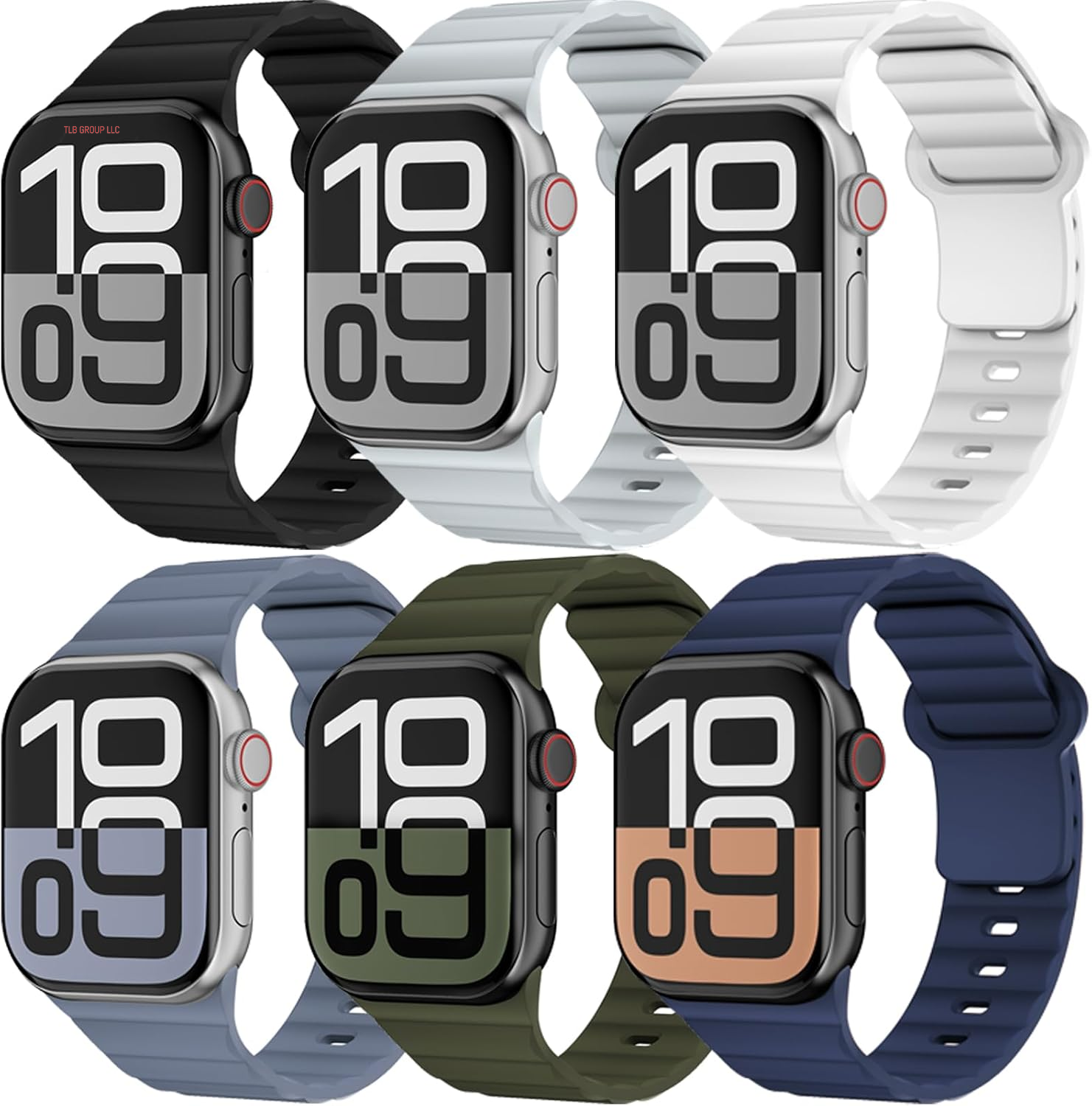 6 Pack Sport Bands for Apple Watch Ultra/2 Band 49Mm 46Mm 45Mm 44Mm 42Mm 41Mm 40Mm 38Mm Iwatch Bands for Men Women,Waterproof Soft Silicone Strap Wristband for Apple Watch Series 10 9 8 7 6 5 4 3 SE 2