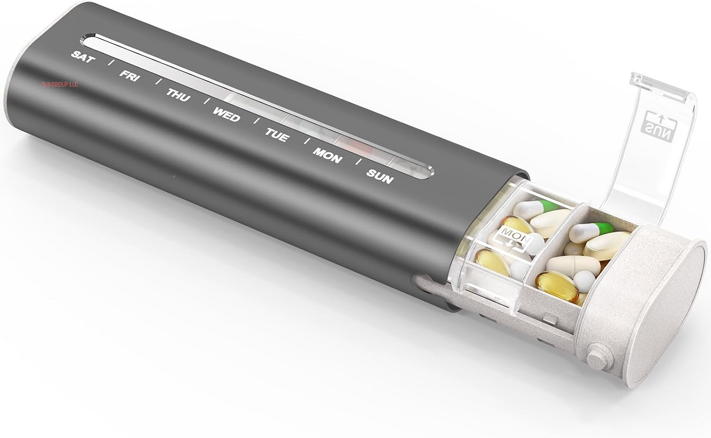 Metal Weekly Pill Organizer, Aluminum Daily Pill Box, 7 Day Portable Travel Pill Case, Large Capacity Pill Holder Container for Pills, Medicines, Vitamins, Fish Oil, Supplements, Steel Grey