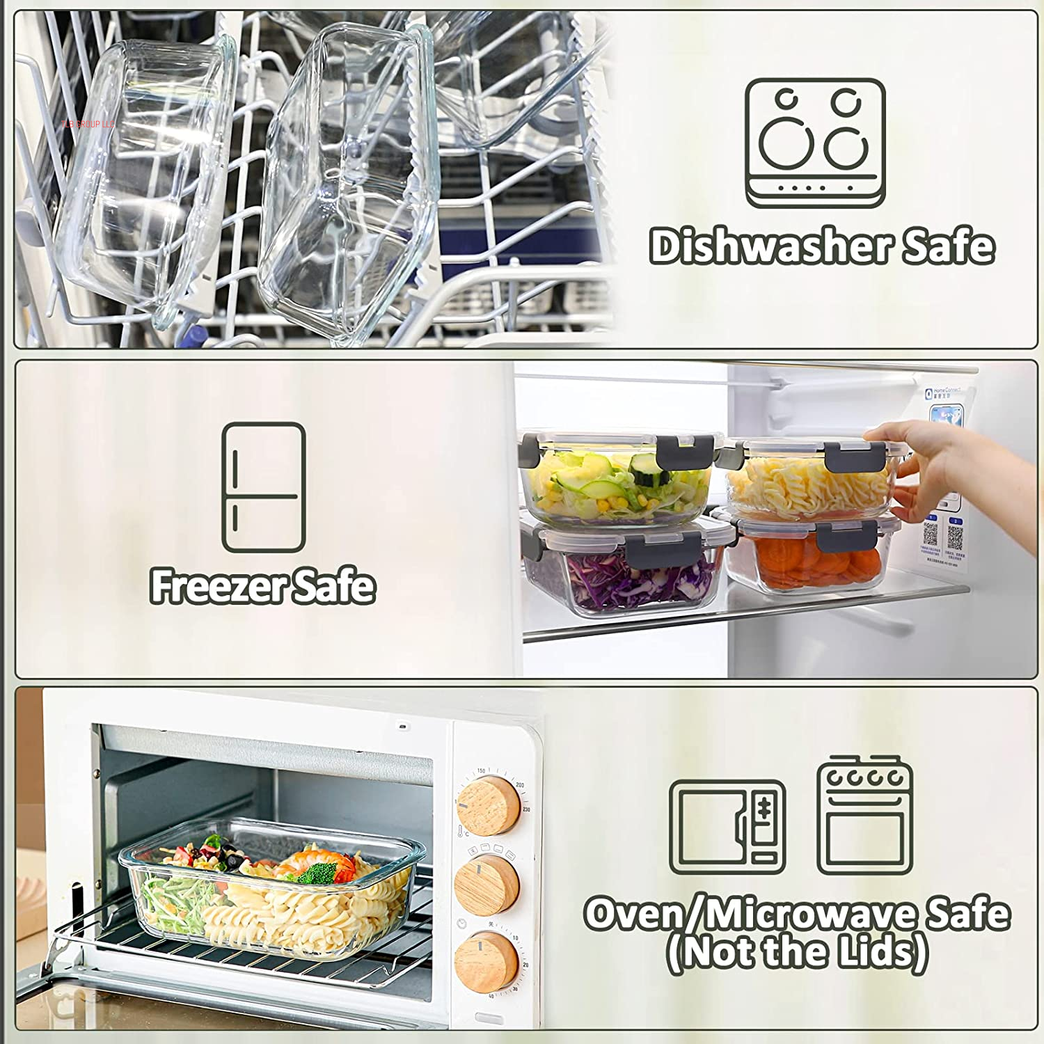 10-Pack,22 Oz Glass Meal Prep Containers,Glass Food Storage Containers with Lids,Glass Lunch Containers,Microwave, Oven, Freezer and Dishwasher (Gray)