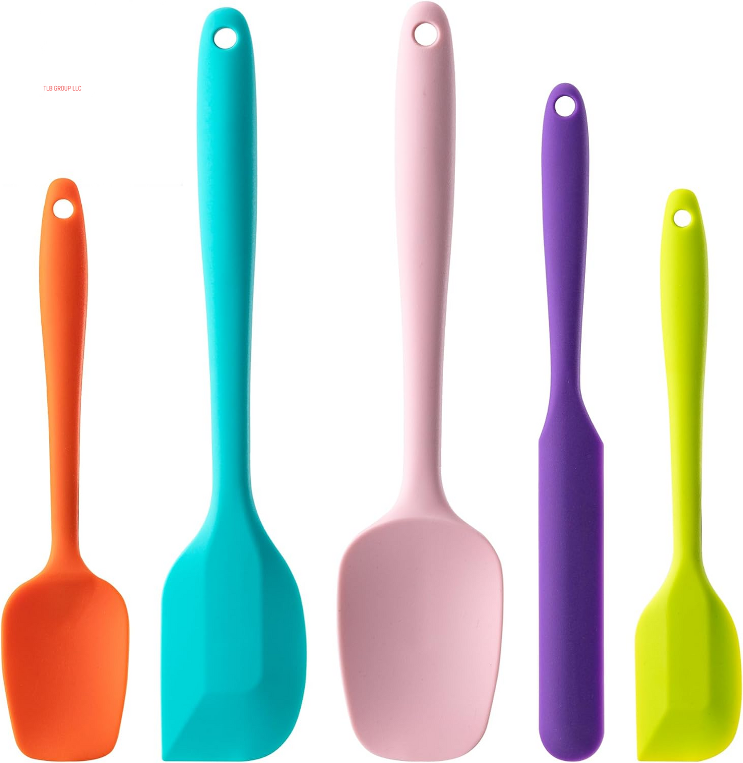 Silicone Spatula Set, 5 Piece Food Grade Rubber Spatulas for Baking, Cooking, and Mixing High Heat Resistant Non Stick Dishwasher Safe Bpa-Free (Multicolor)
