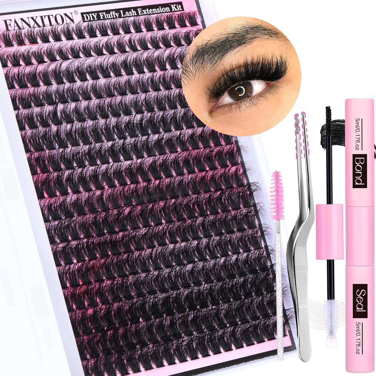DIY Lash Extension Kit 40D+50D Volume Lash Clusters Kit with Lash Bond and Seal 280 Pcs Thick Individual Lashes 9-16 Mm D Mink Lashes Cluster, Lash Cluster Remover and Tweezers by