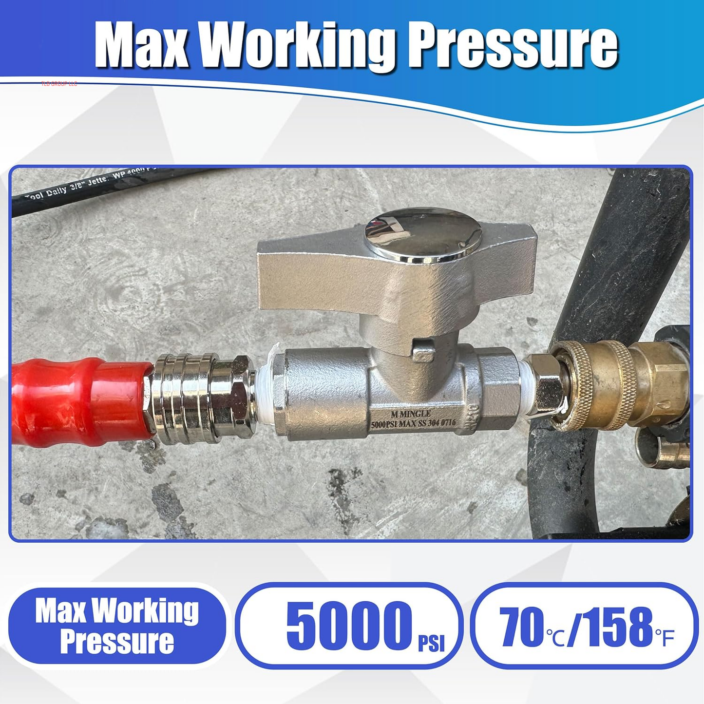 Ball Valve Pressure Washer, 3/8" Quick Connect Ball Valve for Power Washer Hose, 5000 PSI