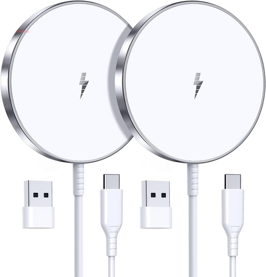 Magnetic Wireless Charger 15W Fast Mag Safe Charger for Cell Phone 16 Pro Max/16 Pro/16 Plus/16/15/14/13/12 Series 2 Pack Charging Pad for Airpods 3/2/Pro 2/Pro Mag-Safe Original Replacement
