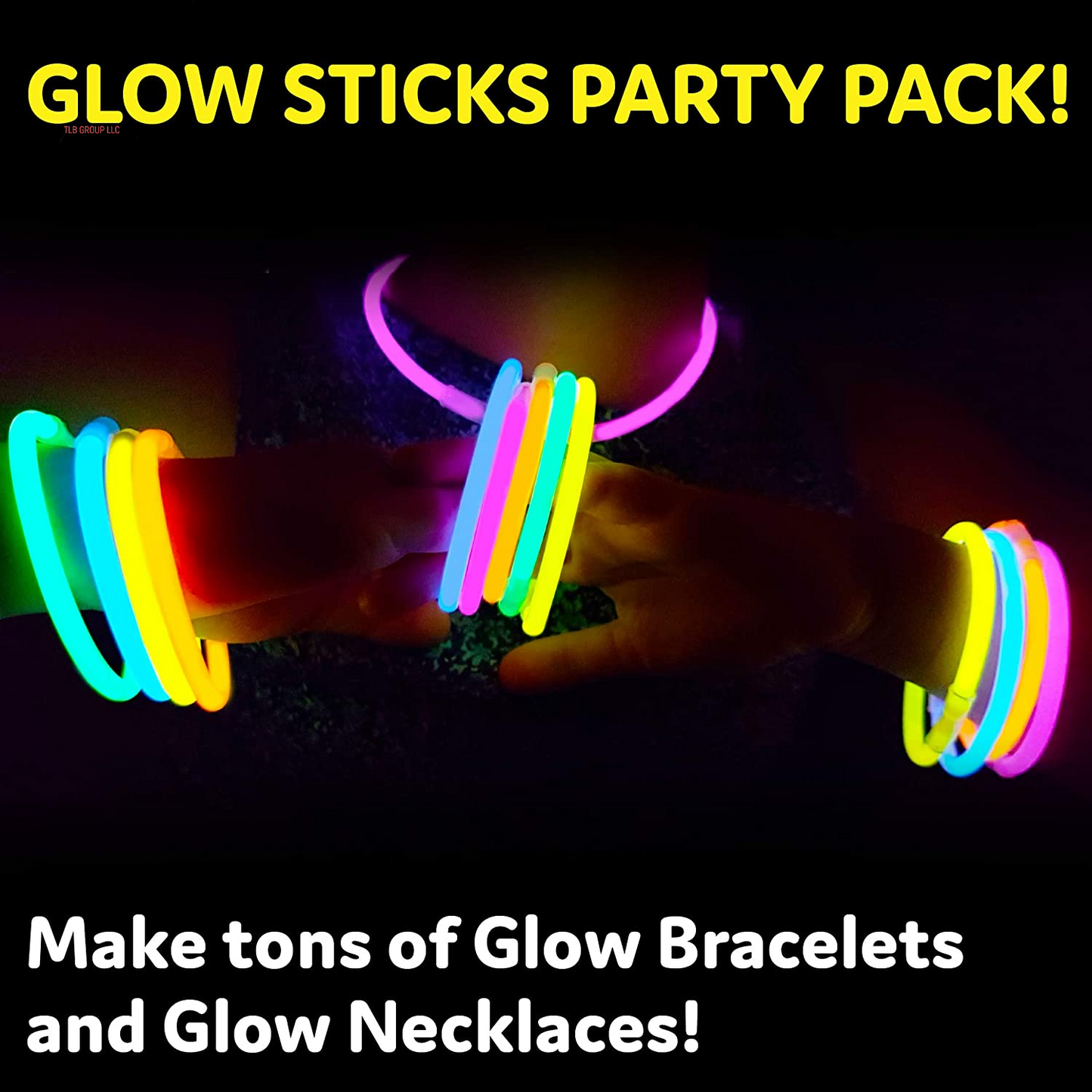 Glow Sticks Party Supplies 100Pk - 8 Inch Glow in the Dark Light up Sticks Party Favors, Glow Decorations, Neon Party Glow Necklaces and Glow Bracelets with Connectors