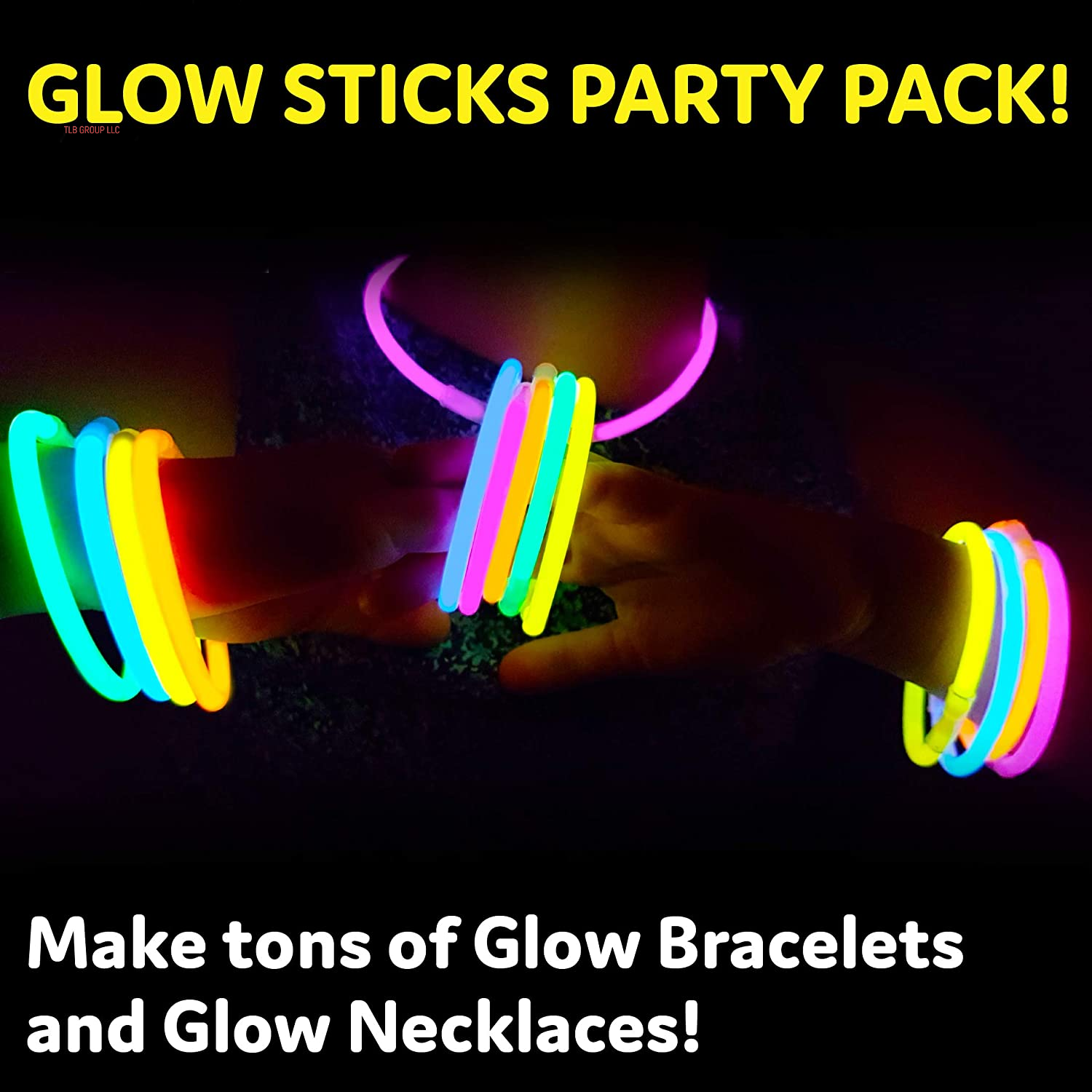 Glow Sticks Party Supplies 100Pk - 8 Inch Glow in the Dark Light up Sticks Party Favors, Glow Decorations, Neon Party Glow Necklaces and Glow Bracelets with Connectors