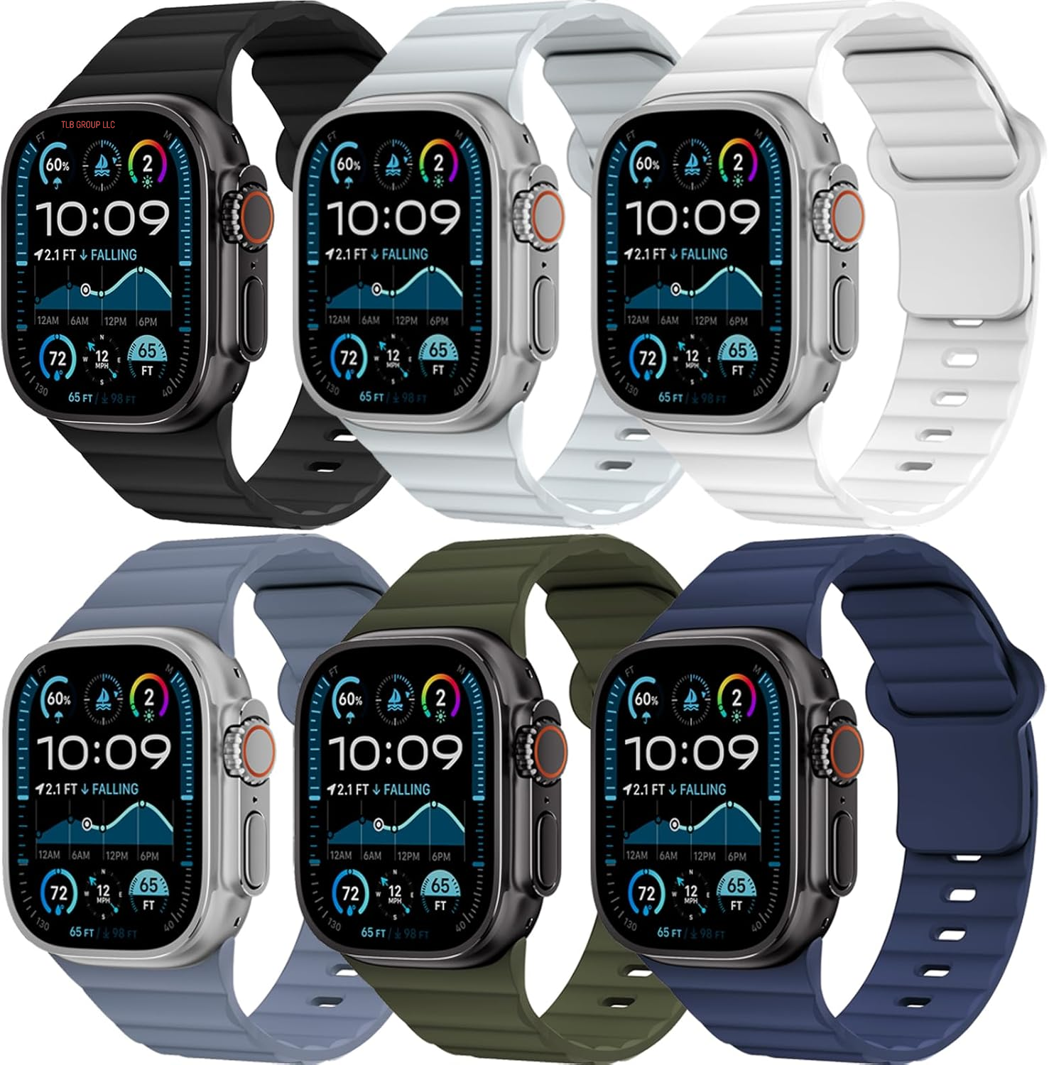 6 Pack Sport Bands for Apple Watch Ultra/2 Band 49Mm 46Mm 45Mm 44Mm 42Mm 41Mm 40Mm 38Mm Iwatch Bands for Men Women,Waterproof Soft Silicone Strap Wristband for Apple Watch Series 10 9 8 7 6 5 4 3 SE 2