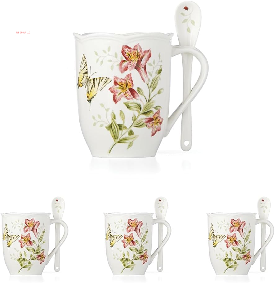 817046 Butterfly Meadow 6-Piece Tidbit Plate Set, White, 3.05 LB