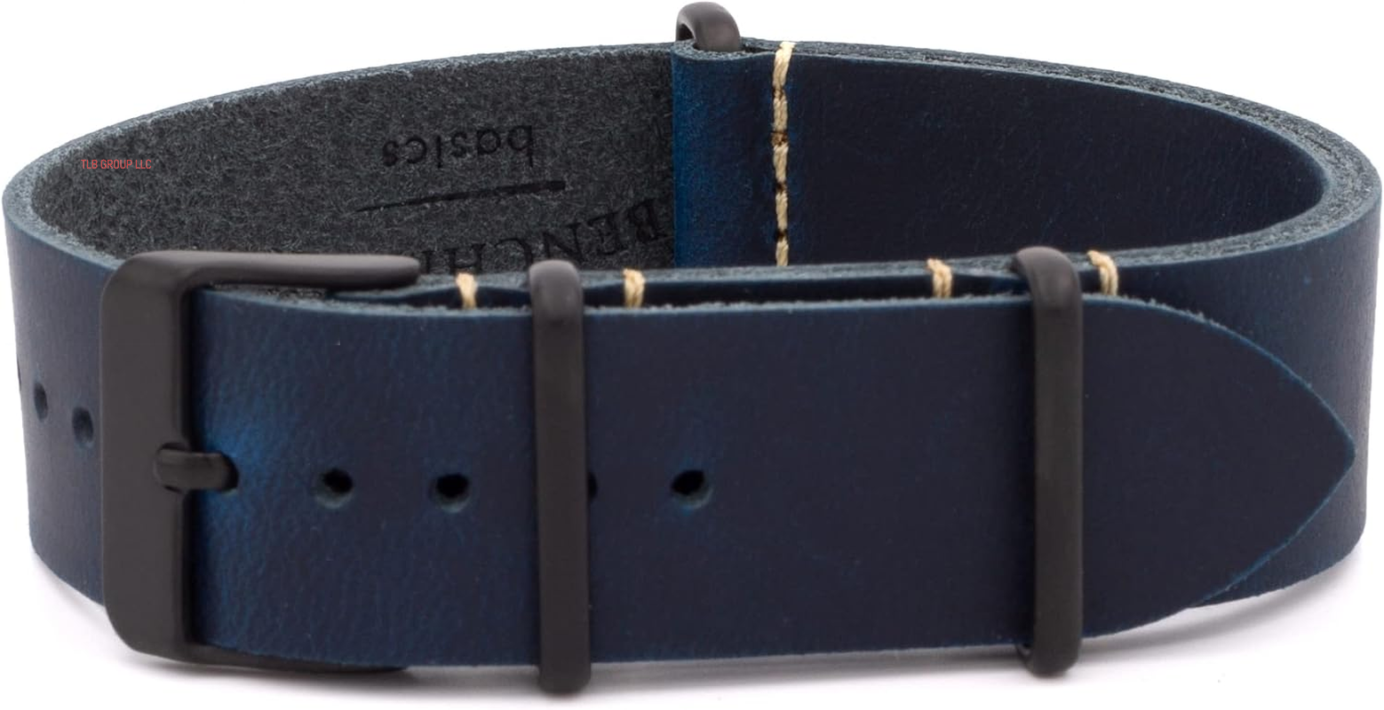 Benchmark Leather Watch Band - Crazy Horse Oiled Leather One-Piece Watch Straps for Men or Women - 18Mm, 20Mm, 22Mm or 24Mm Widths