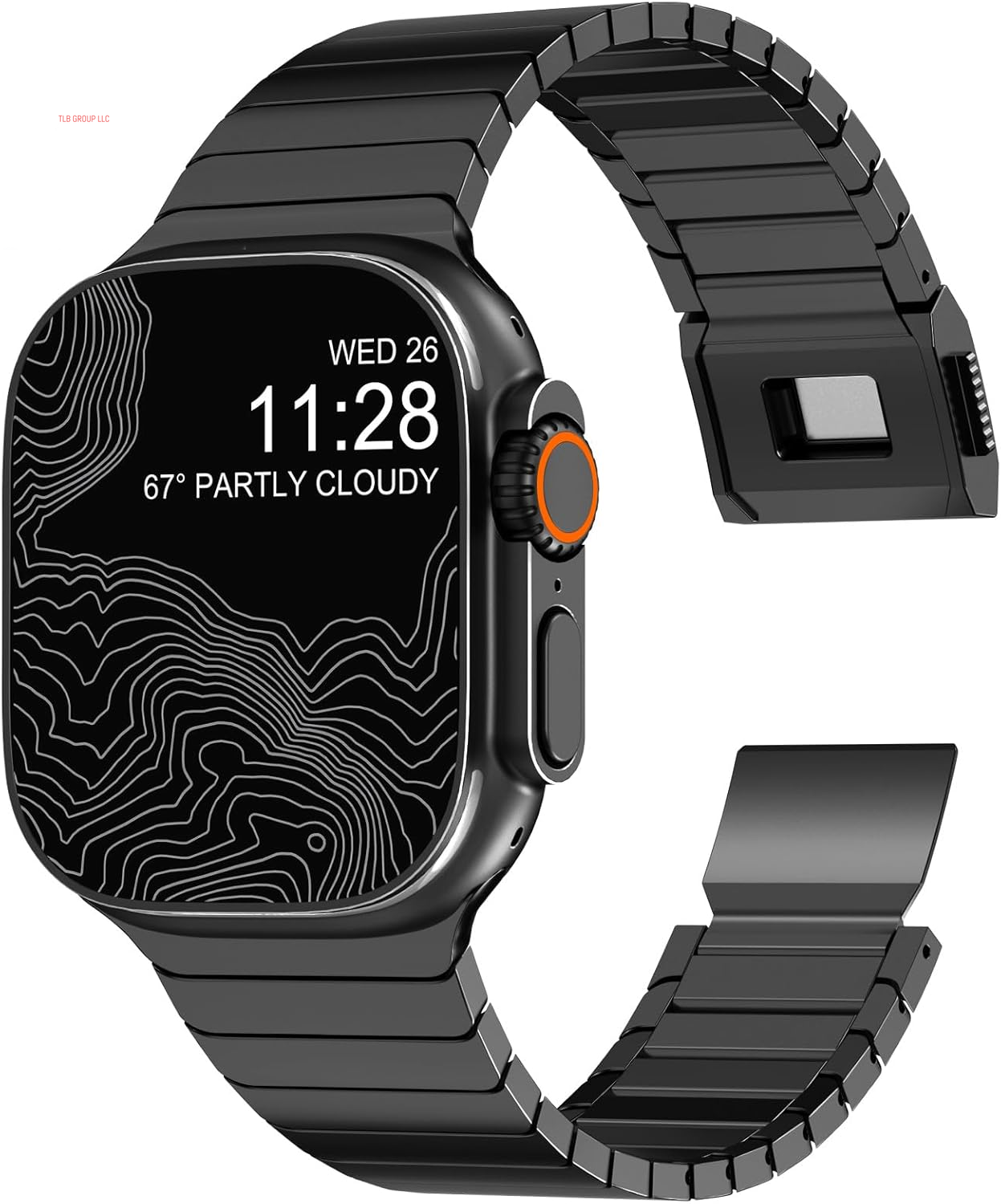 Stainless Steel Band Compatible with Apple Watch Band 49Mm for Men, Durable Metal Strap for Apple Watch Ultra 2/Ultra 49Mm, Series 10 46Mm, 9/8/7 45Mm, SE2/6/5/4 44Mm, 3/2/1 42Mm, Black