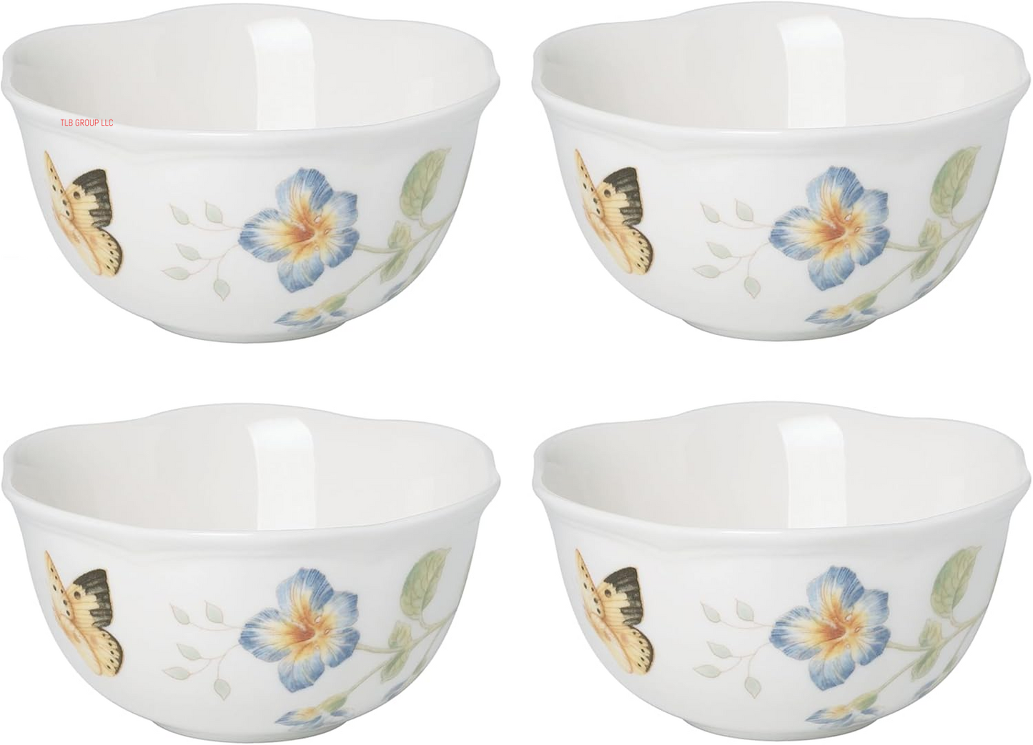817046 Butterfly Meadow 6-Piece Tidbit Plate Set, White, 3.05 LB